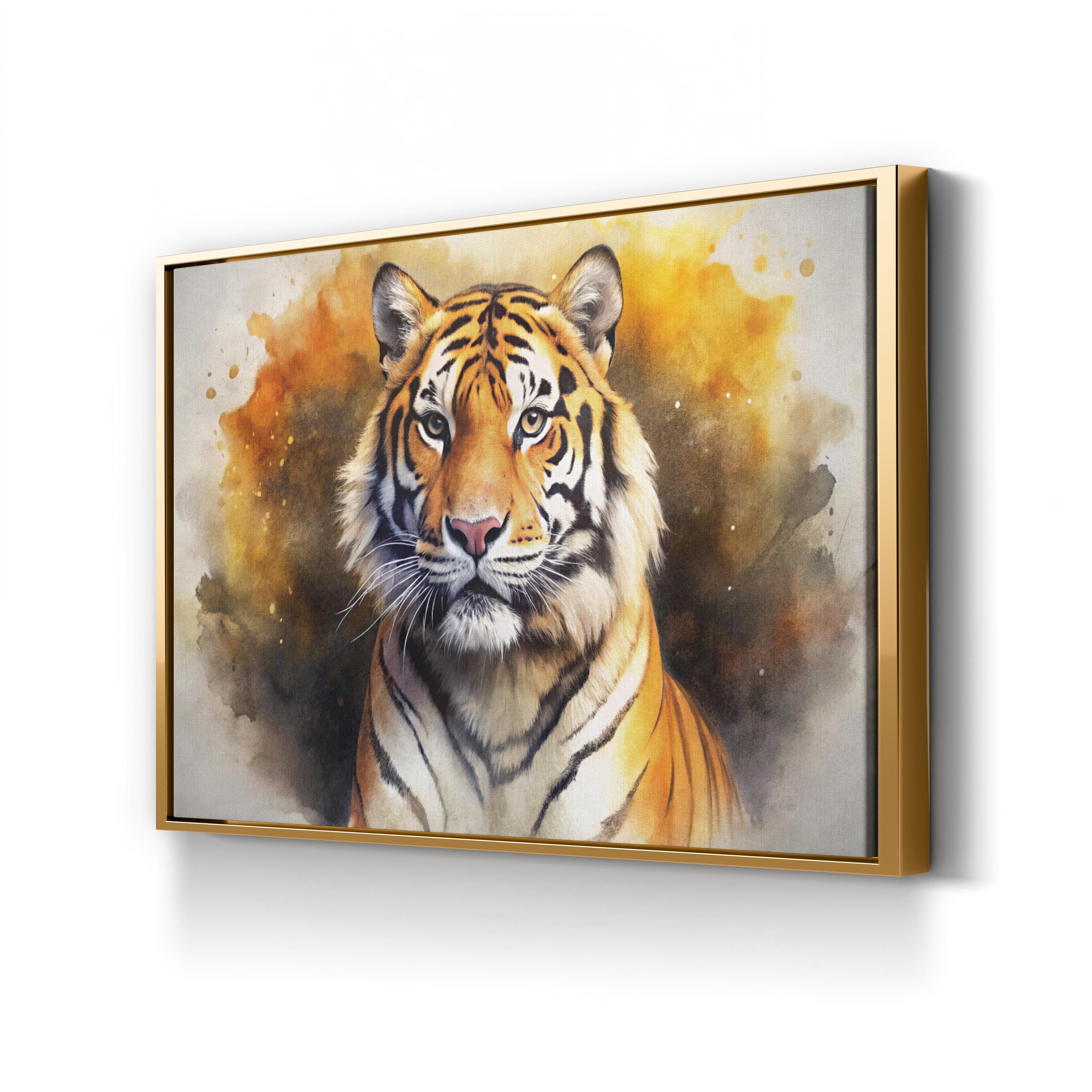 Watercolor Tiger – Period Illustration Wall Art | Bold Wildlife Portrait Canvas Print