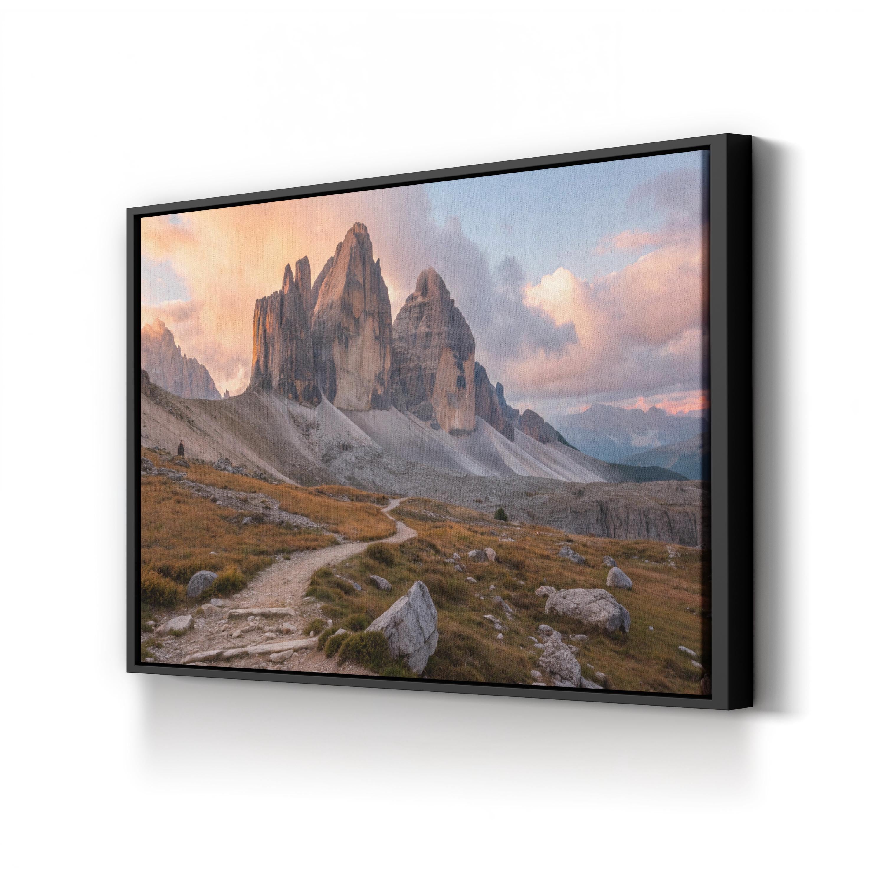 Tre Cime Dolomites Sunset – Vintage Photography Wall Art | Mountain Landscape Canvas Print