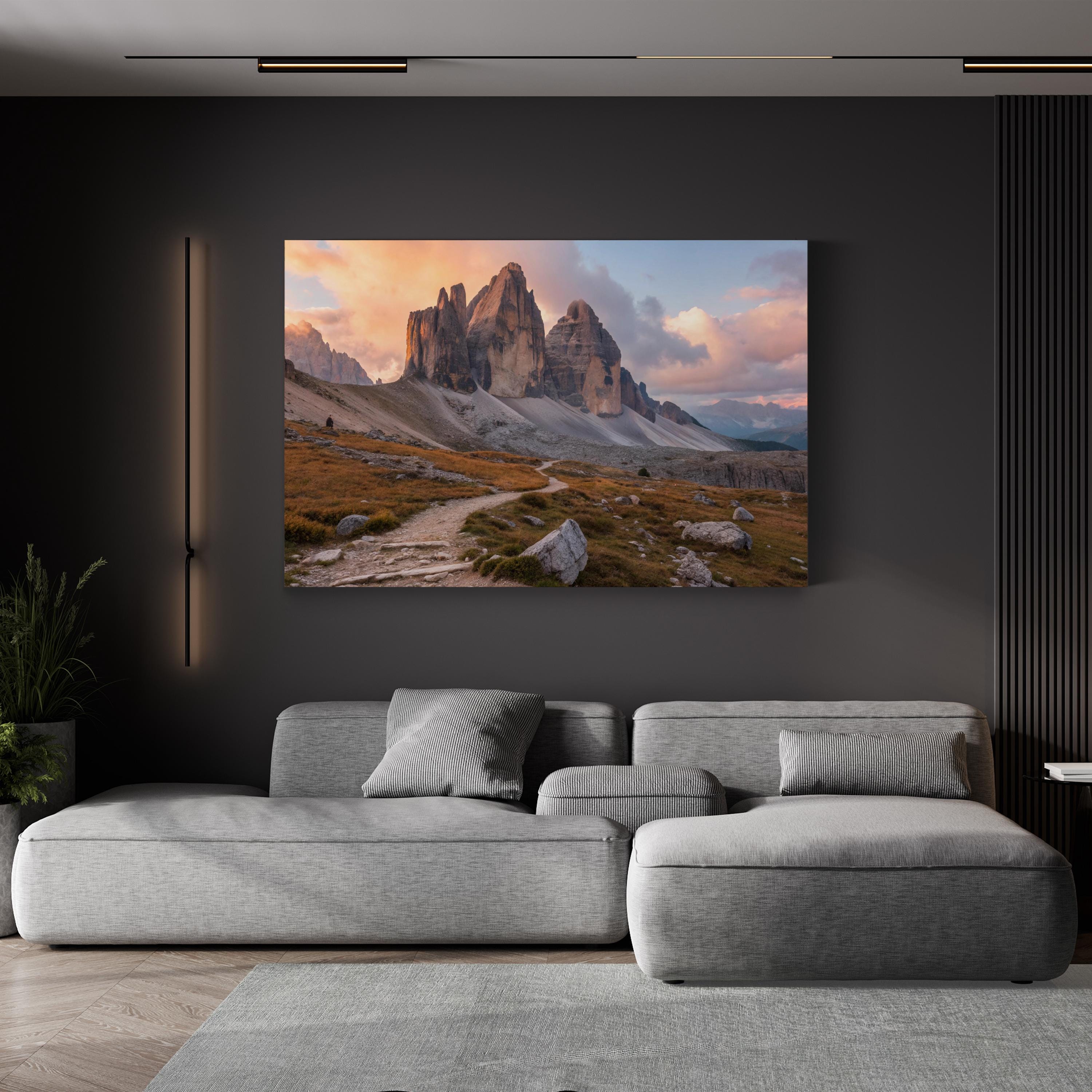 Tre Cime Dolomites Sunset – Vintage Photography Wall Art | Mountain Landscape Canvas Print