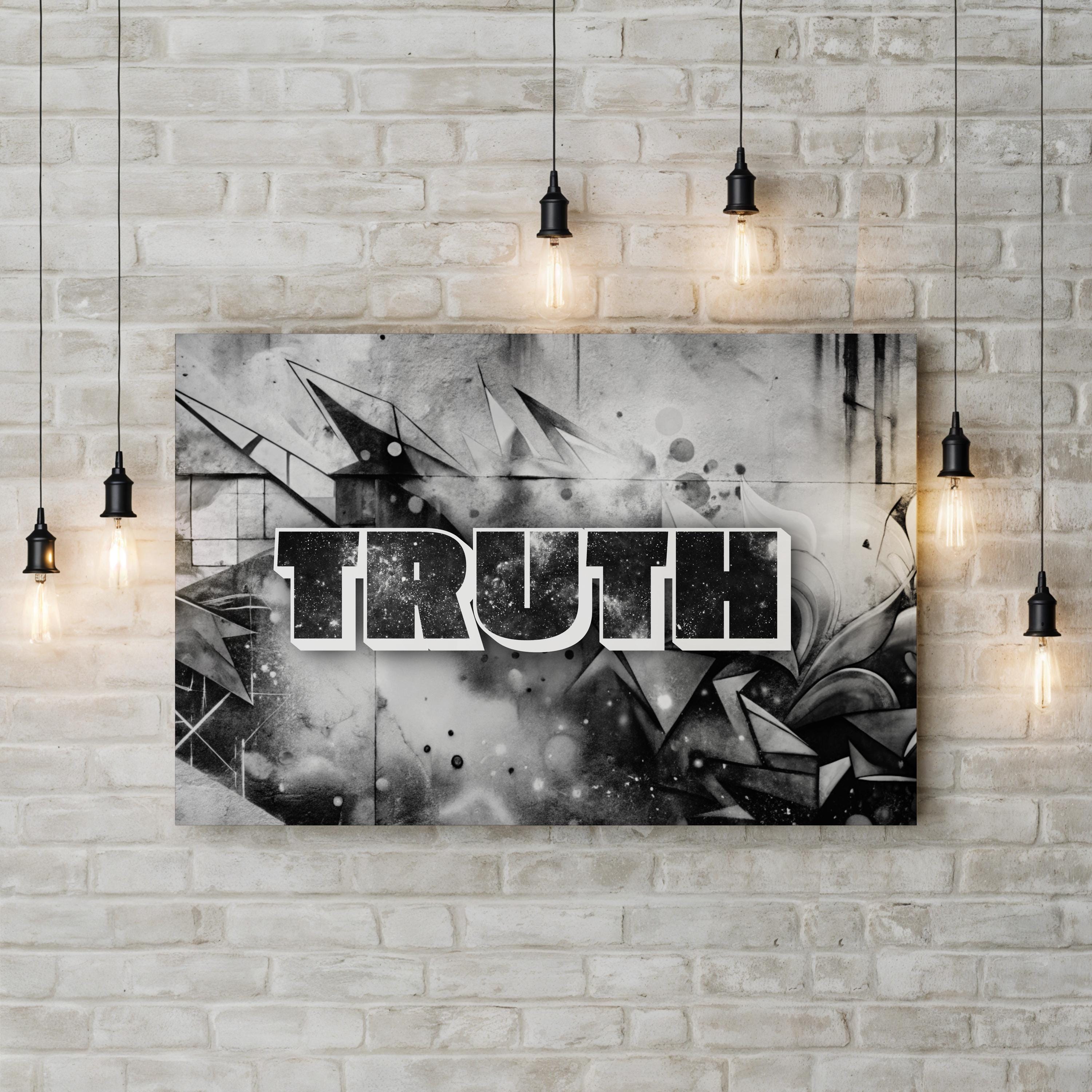 Truth Stone Canvas Art: Black & White Urban Typography Wall Print