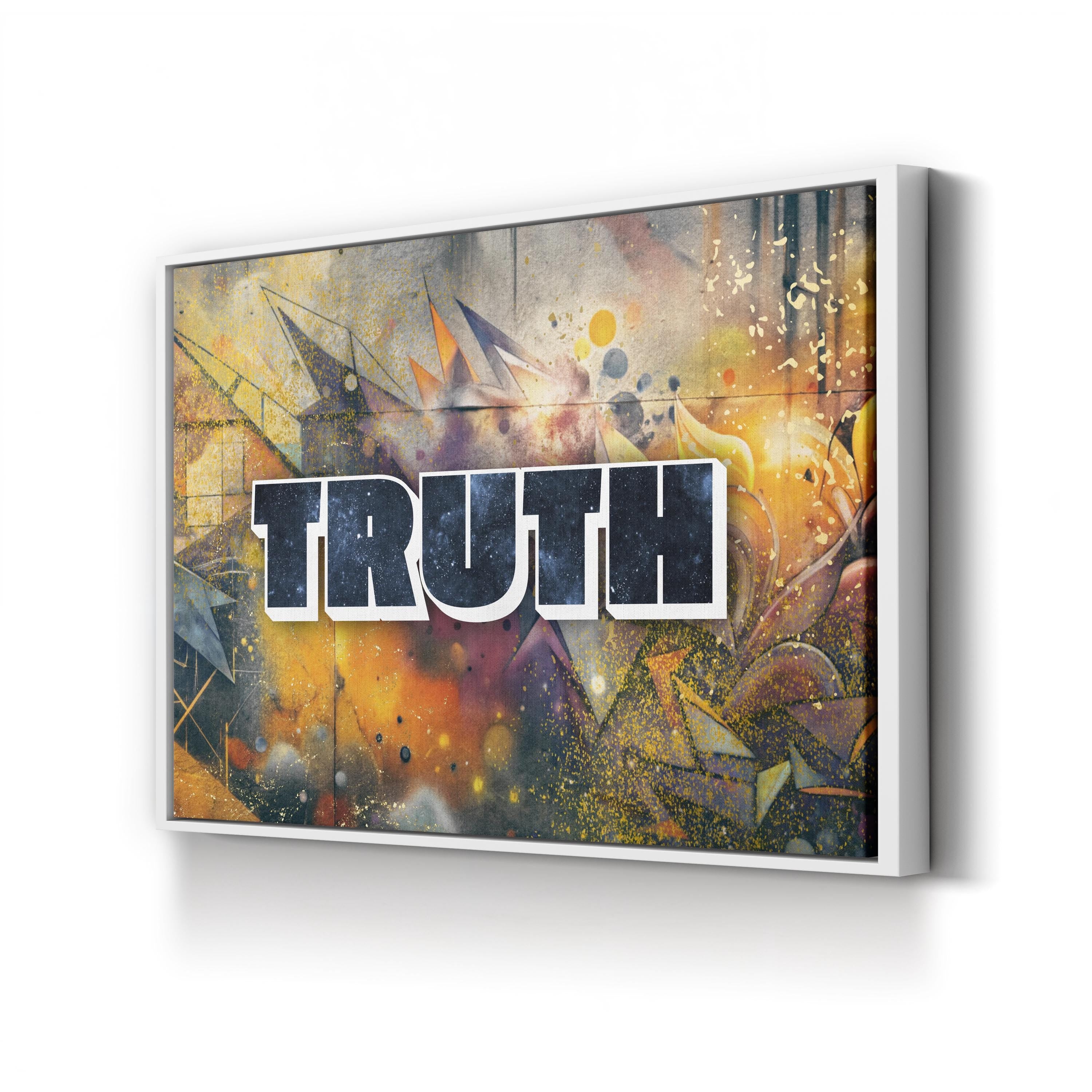 Truth Stone Graffiti Canvas Art: Sepia Urban Typography Wall Art