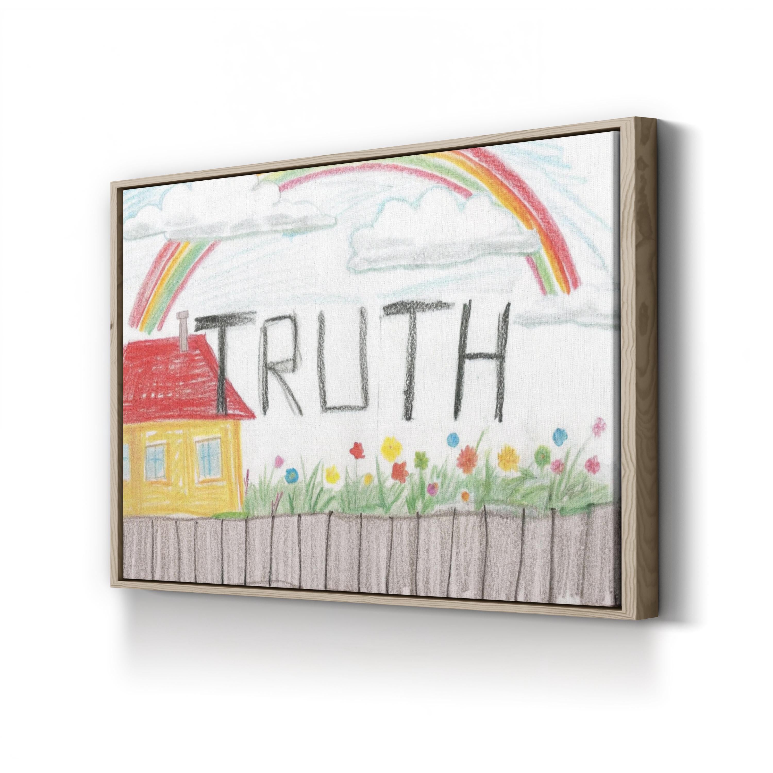 Sidewalk Chalk Rainbow Truth – Period Illustration Wall Art | Whimsical Nursery Canvas Print