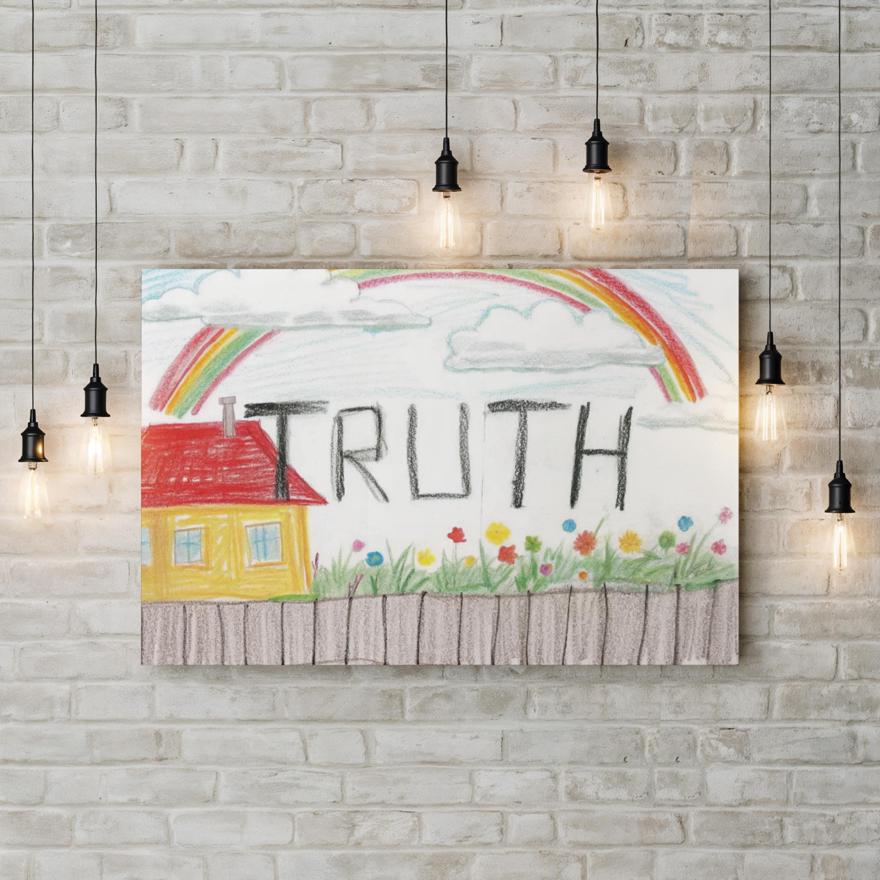 Sidewalk Chalk Rainbow Truth – Period Illustration Wall Art | Whimsical Nursery Canvas Print