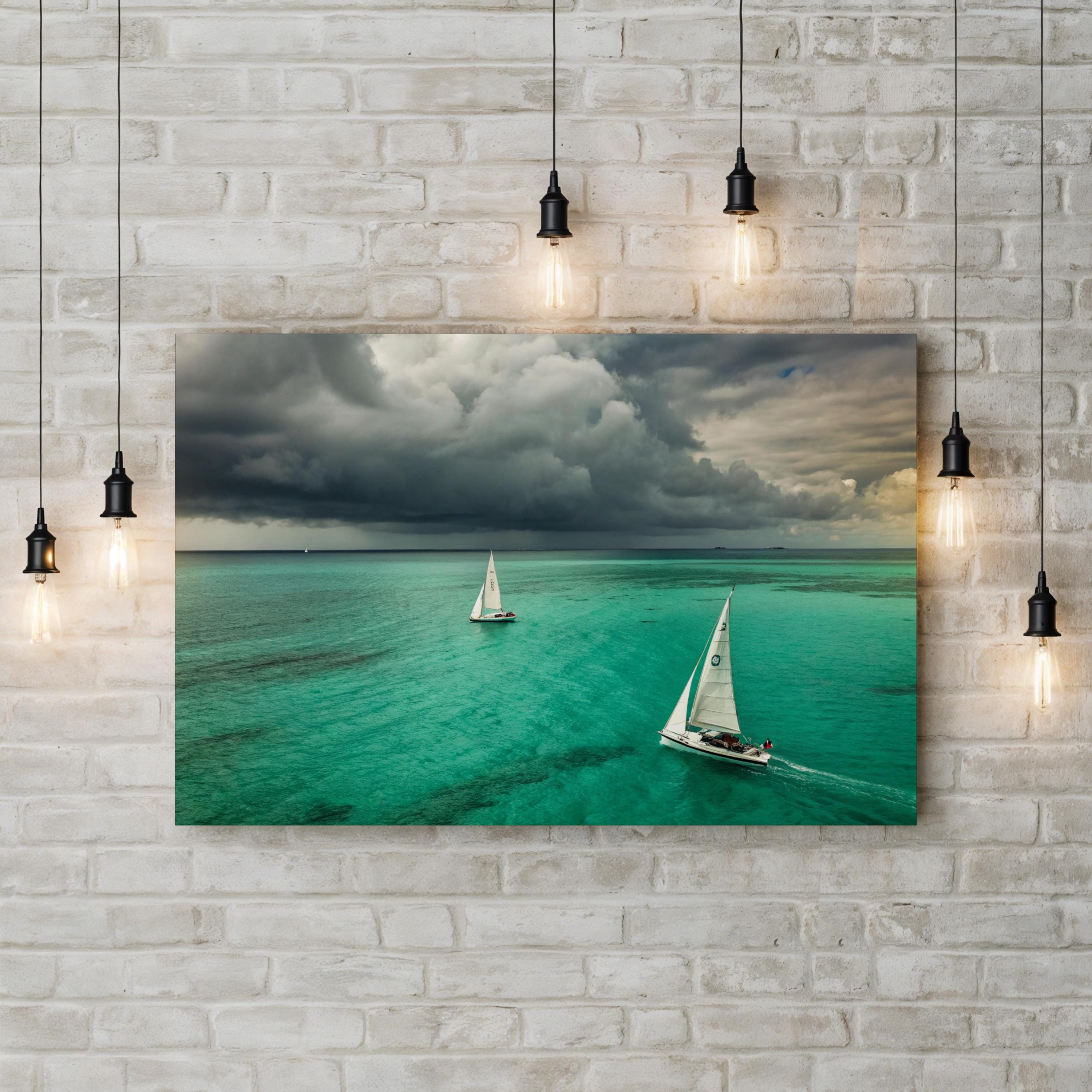 Sailing Boat Canvas Art | Contemporary Coastal Ocean Nautical Photography Print