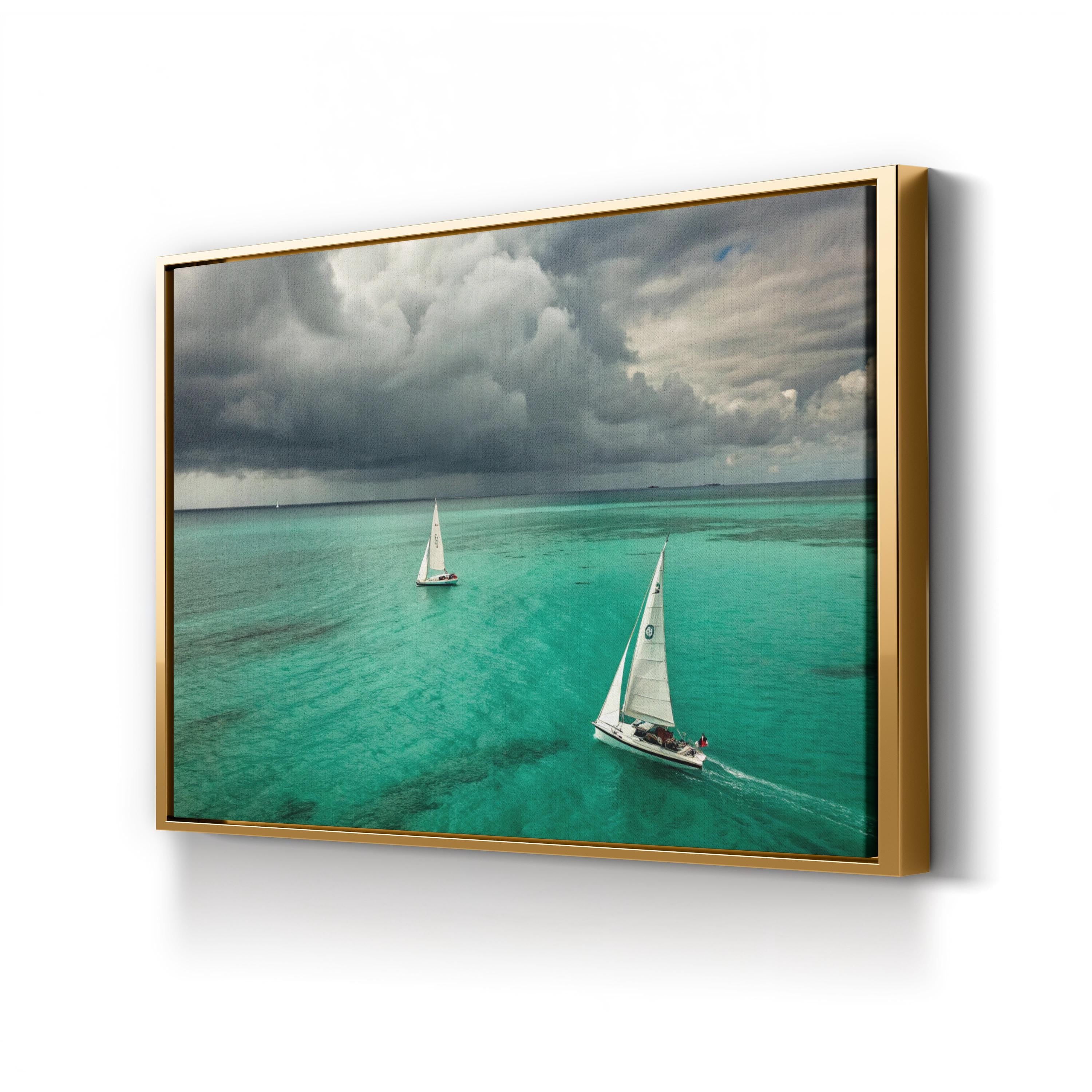 Sailing Boat Canvas Art | Contemporary Coastal Ocean Nautical Photography Print