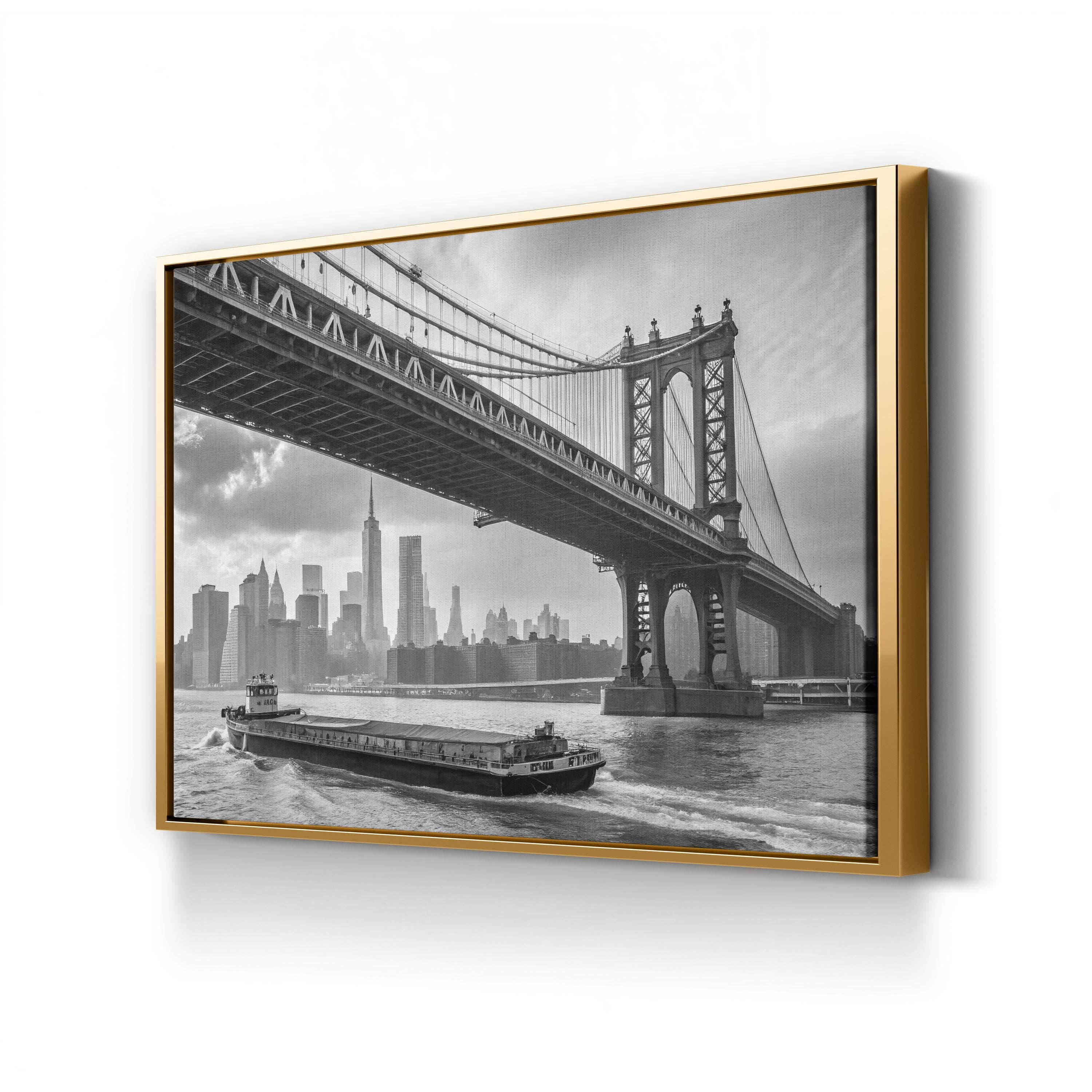 Manhattan Bridge – Vintage Photography Wall Art | Black & White NYC Canvas Print