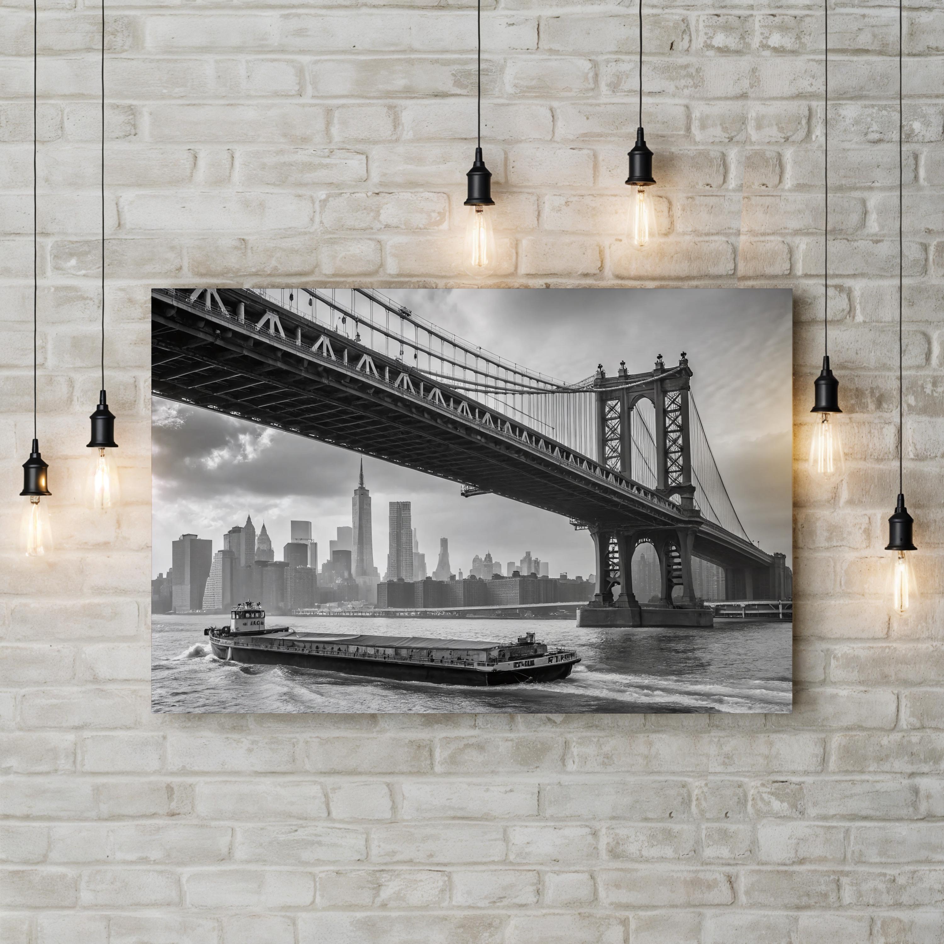 Manhattan Bridge – Vintage Photography Wall Art | Black & White NYC Canvas Print