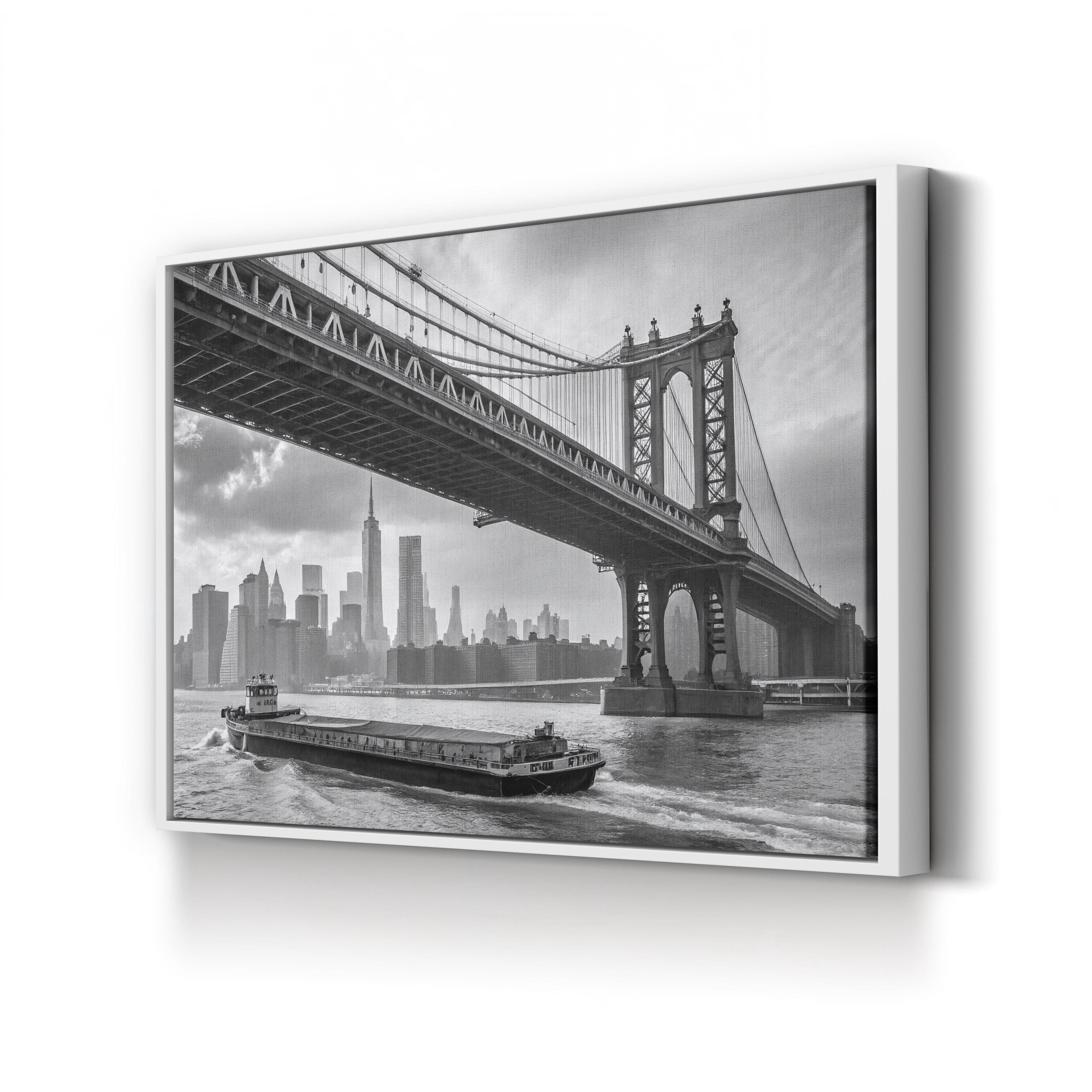 Manhattan Bridge – Vintage Photography Wall Art | Black & White NYC Canvas Print