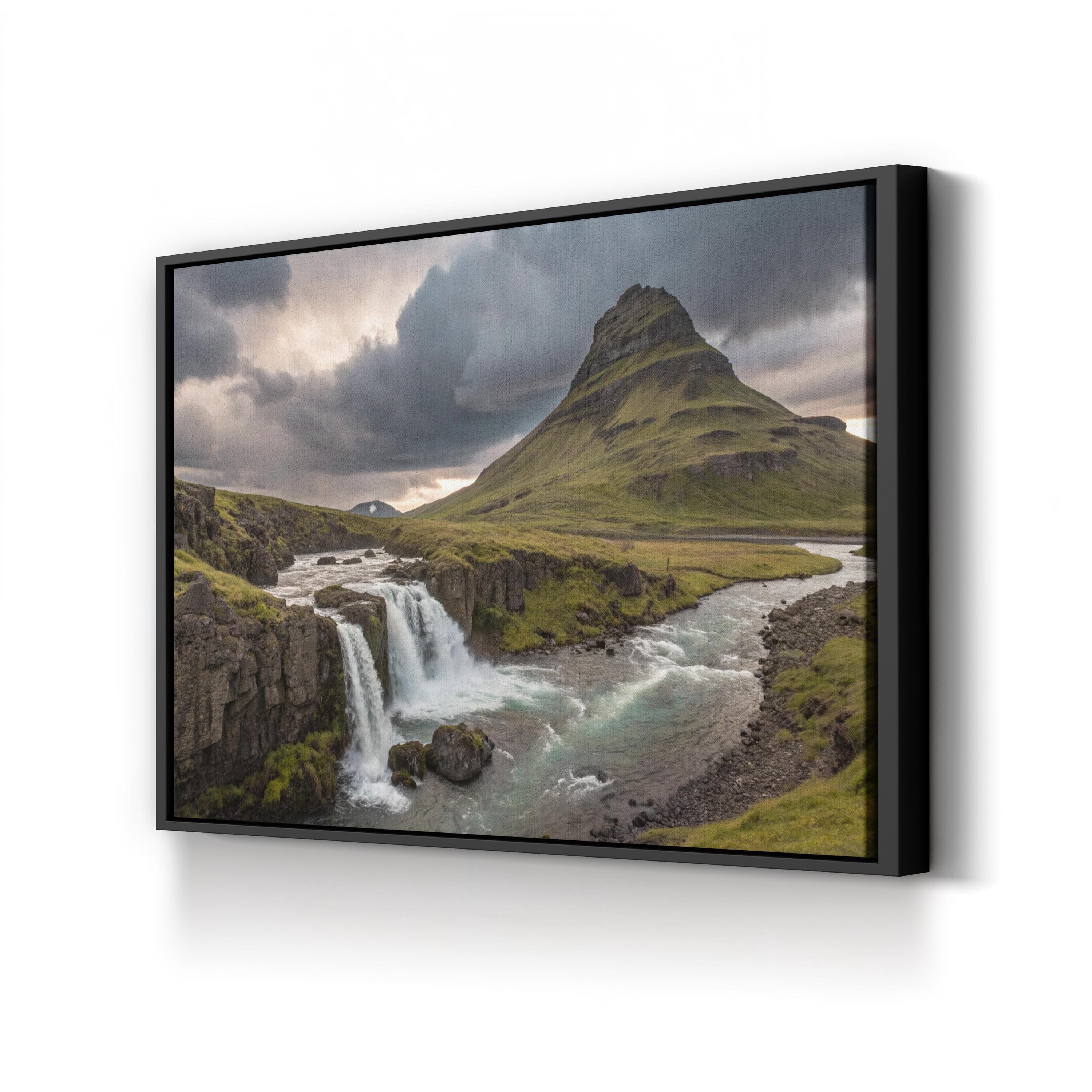 Iceland Waterfall – Vintage Photography Wall Art | Majestic Landscape Canvas Print