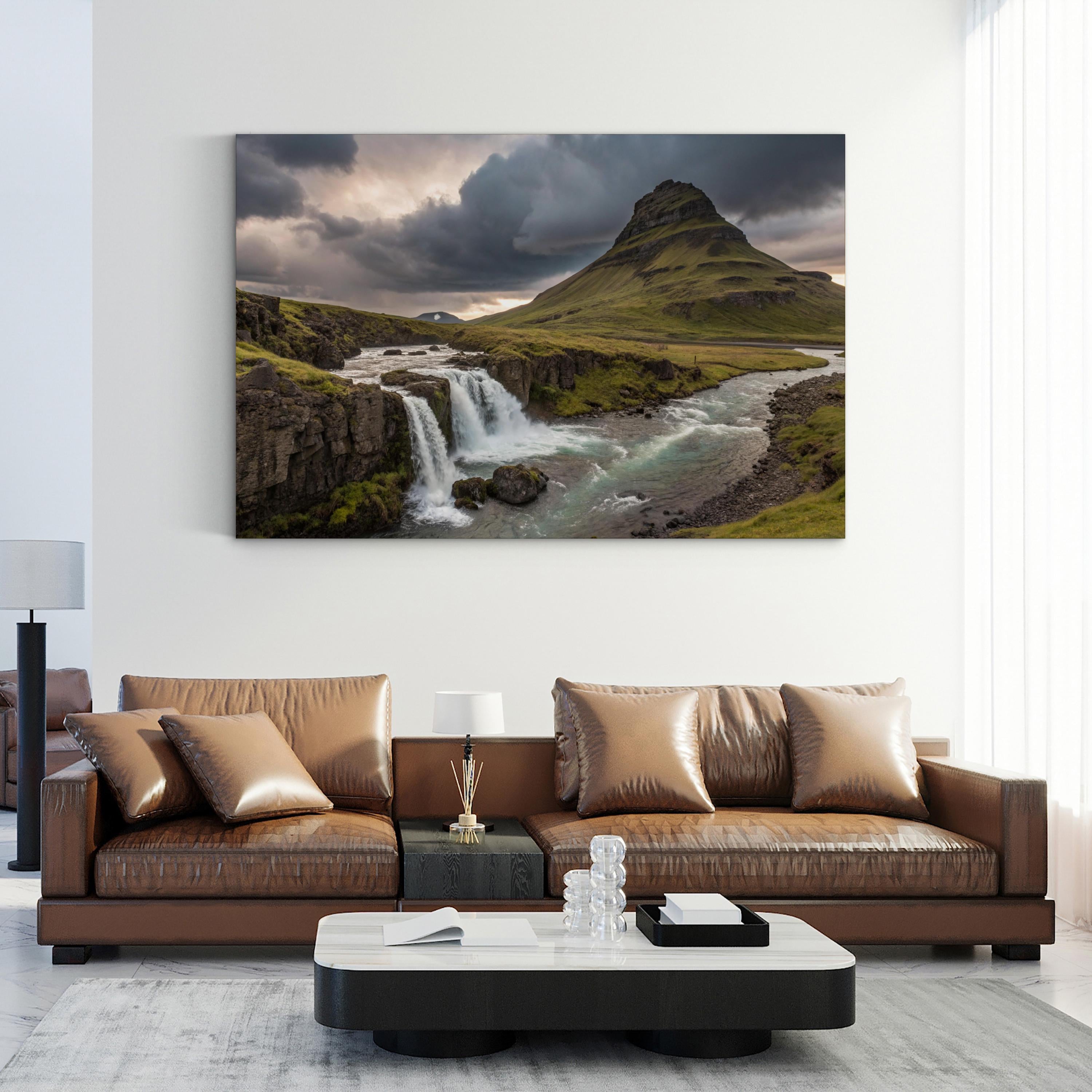 Iceland Waterfall – Vintage Photography Wall Art | Majestic Landscape Canvas Print