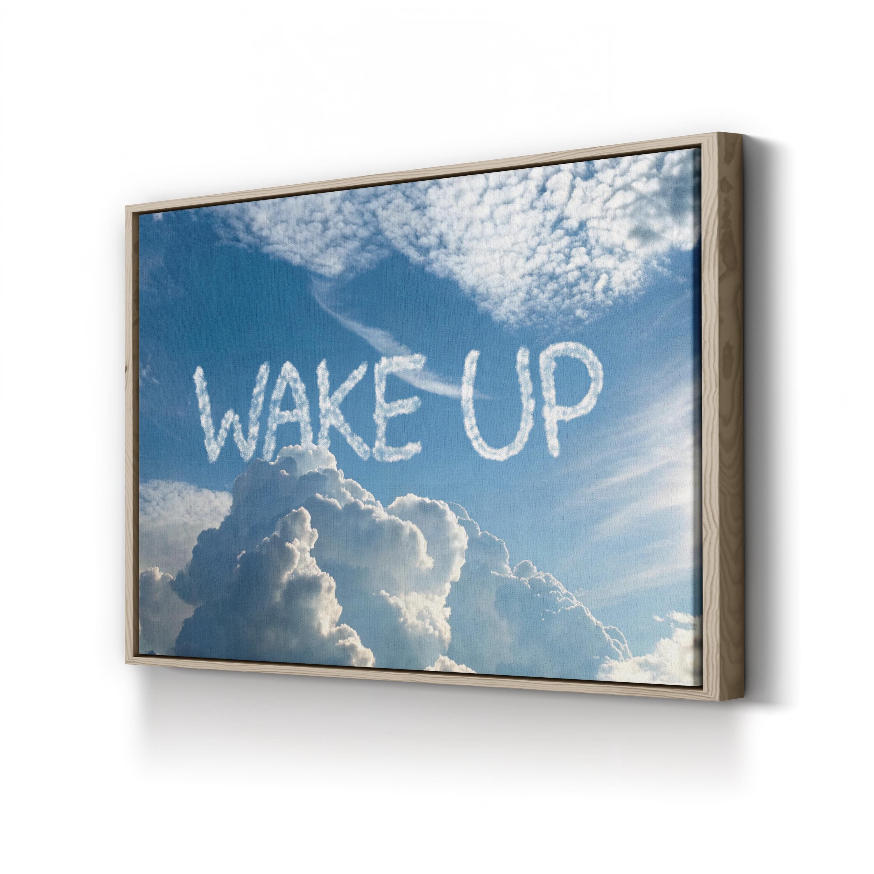 Wake Up Cloud Typography – Period Illustration Wall Art | Motivational Canvas Print