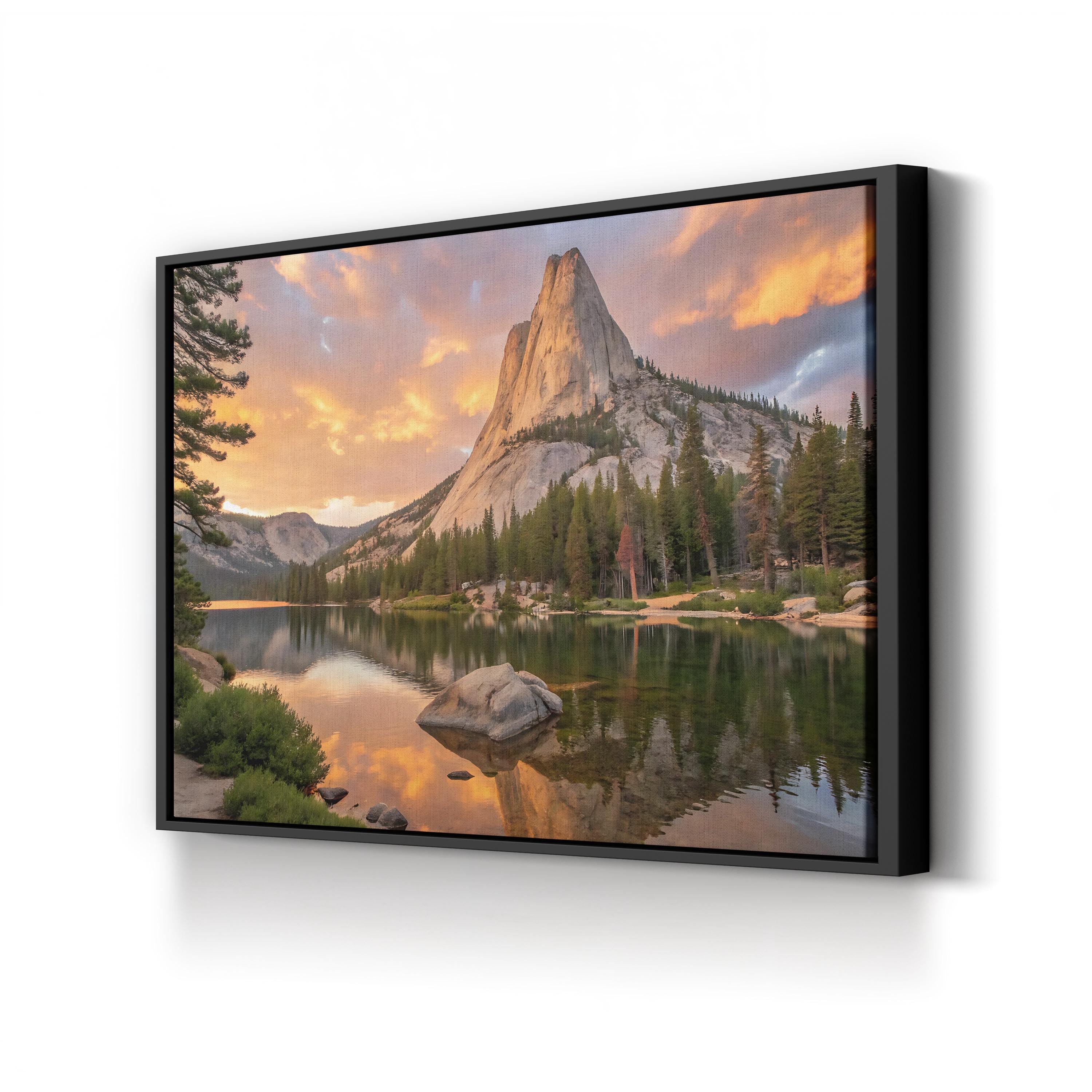 Golden Sunrise Mountain — Yosemite National Park, California Canvas Wall Art