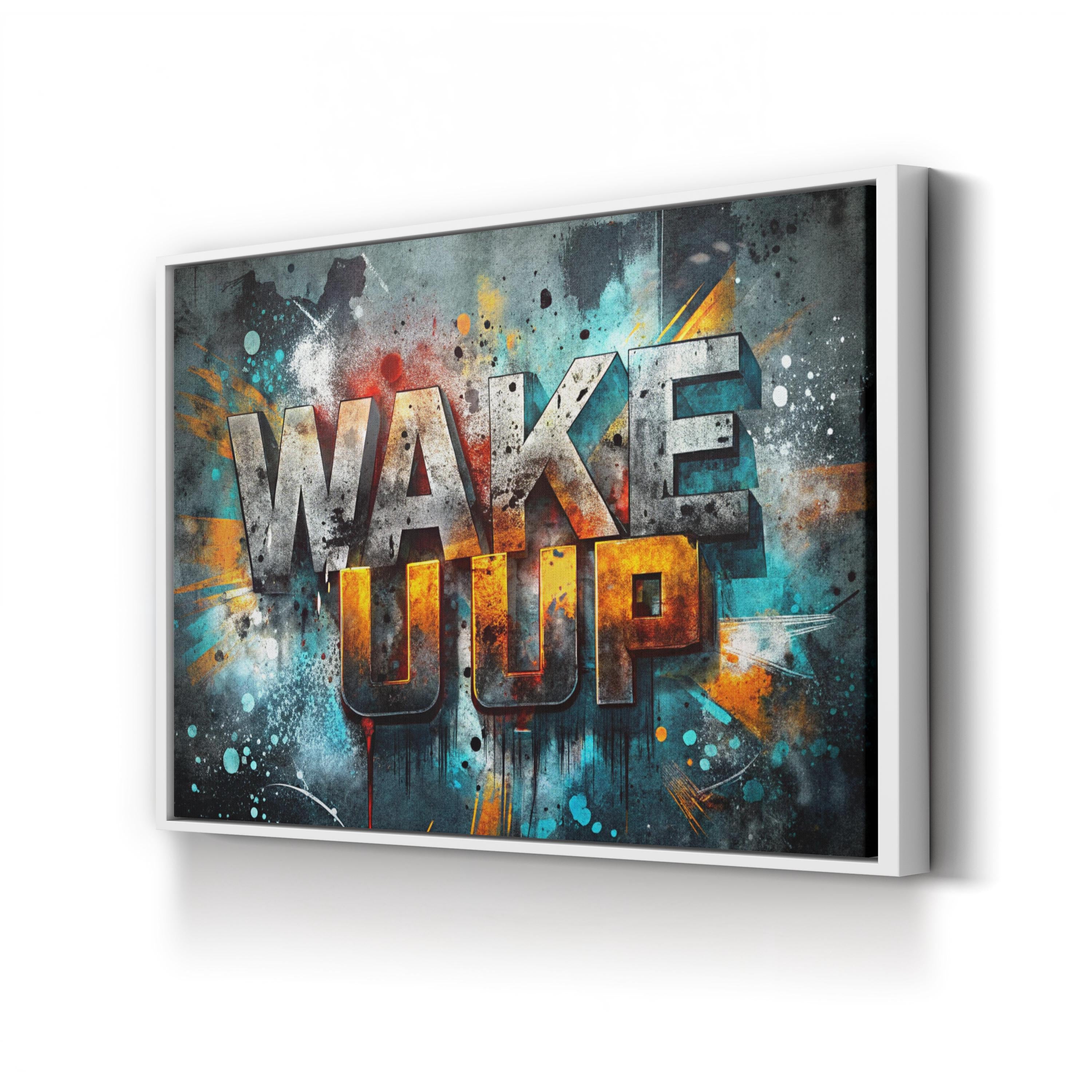 Wake Up Bold Urban Typography Motivational Wall Art