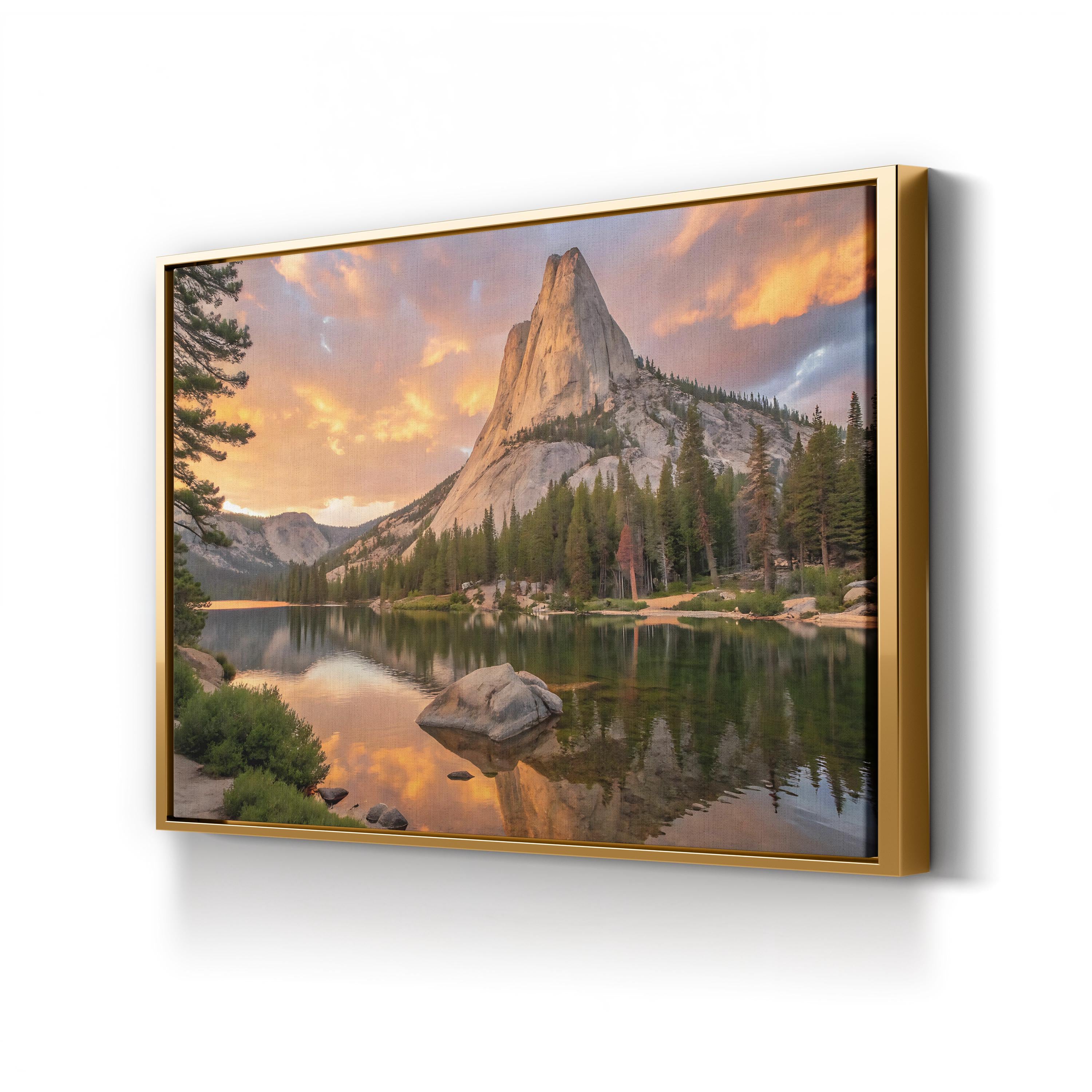 Golden Sunrise Mountain — Yosemite National Park, California Canvas Wall Art