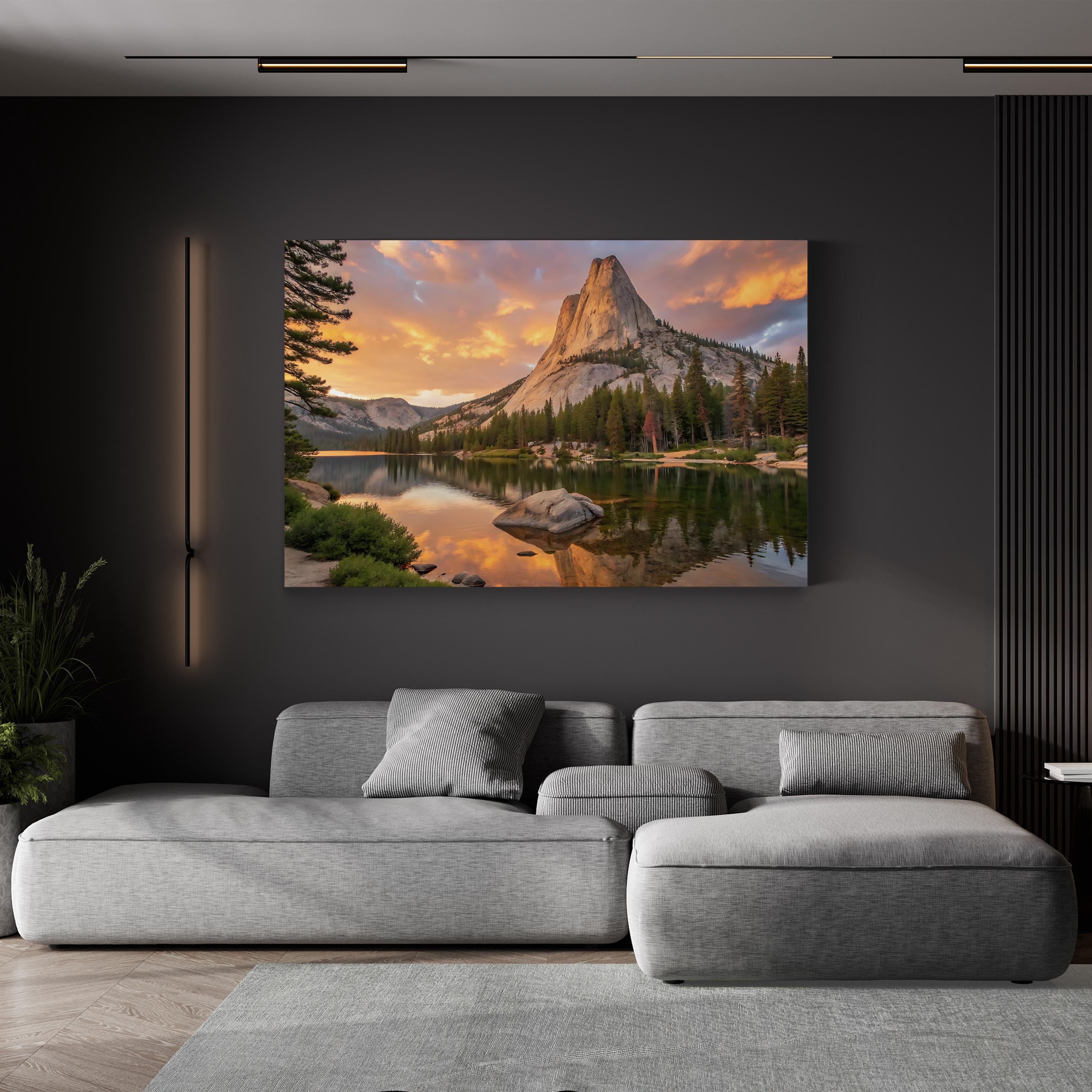 Golden Sunrise Mountain — Yosemite National Park, California Canvas Wall Art