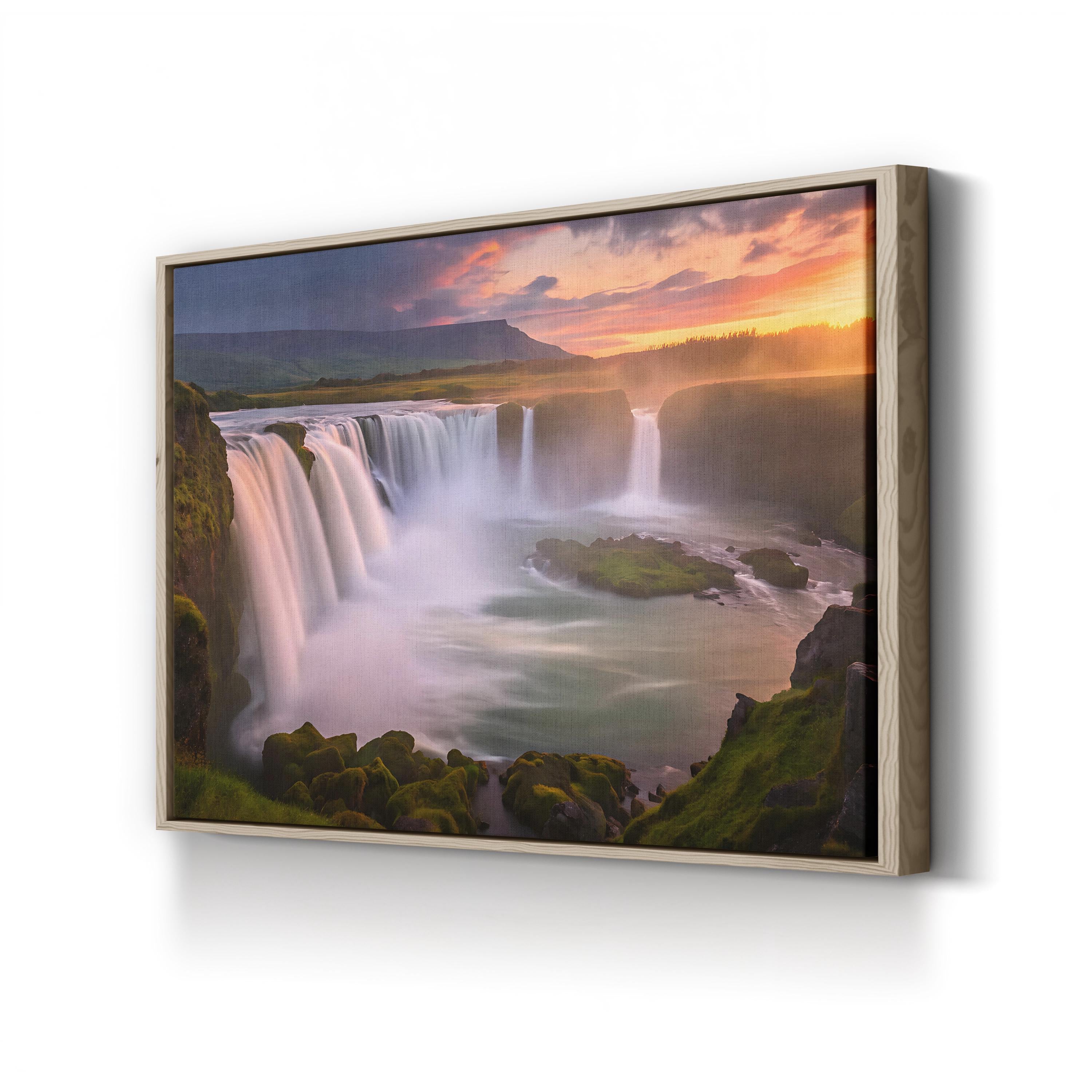 Godafoss Waterfall, Iceland – Vintage Photography Wall Art | Nature Landscape Canvas Print