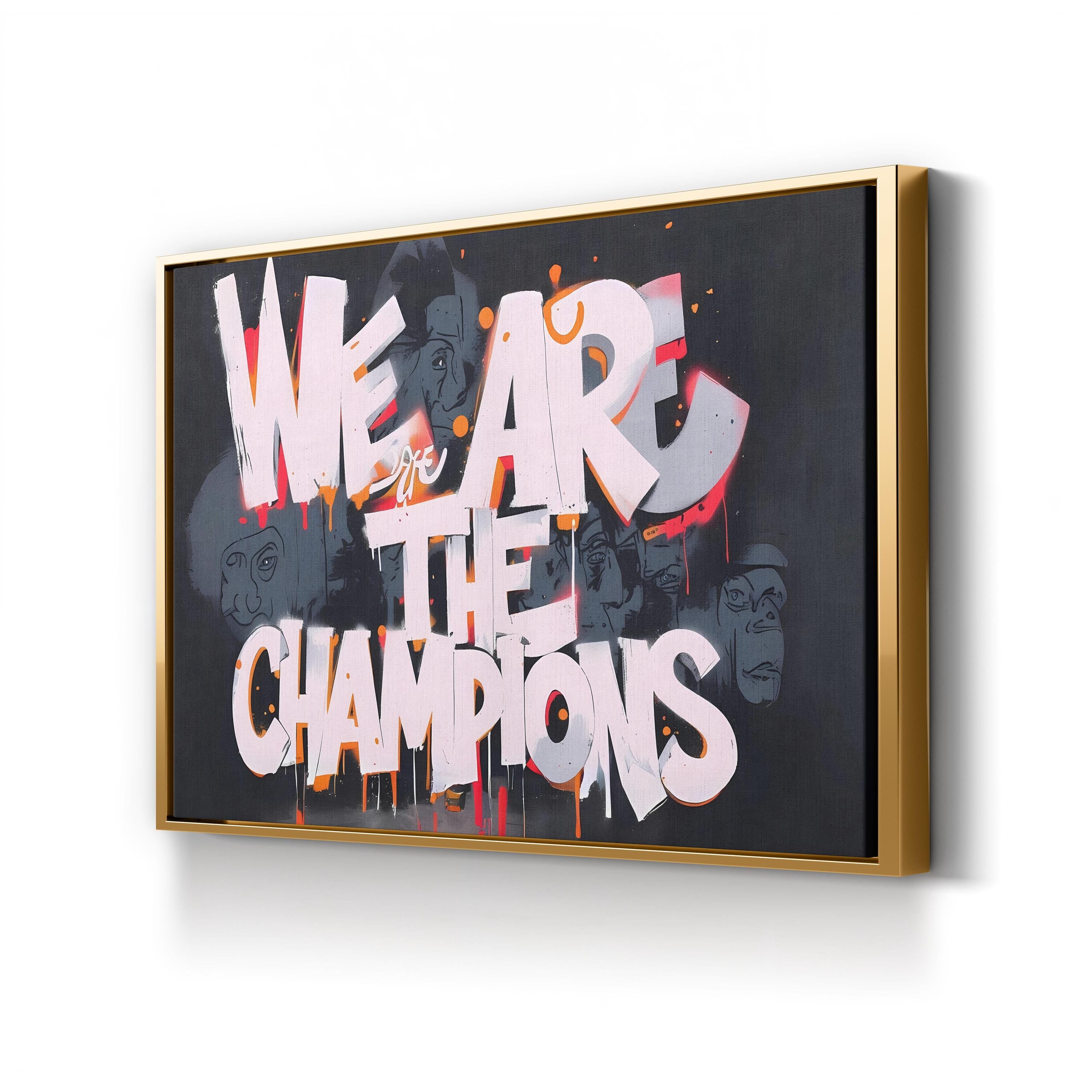 We Are the Champions Graffiti – Period Illustration Wall Art | Motivational Canvas Print