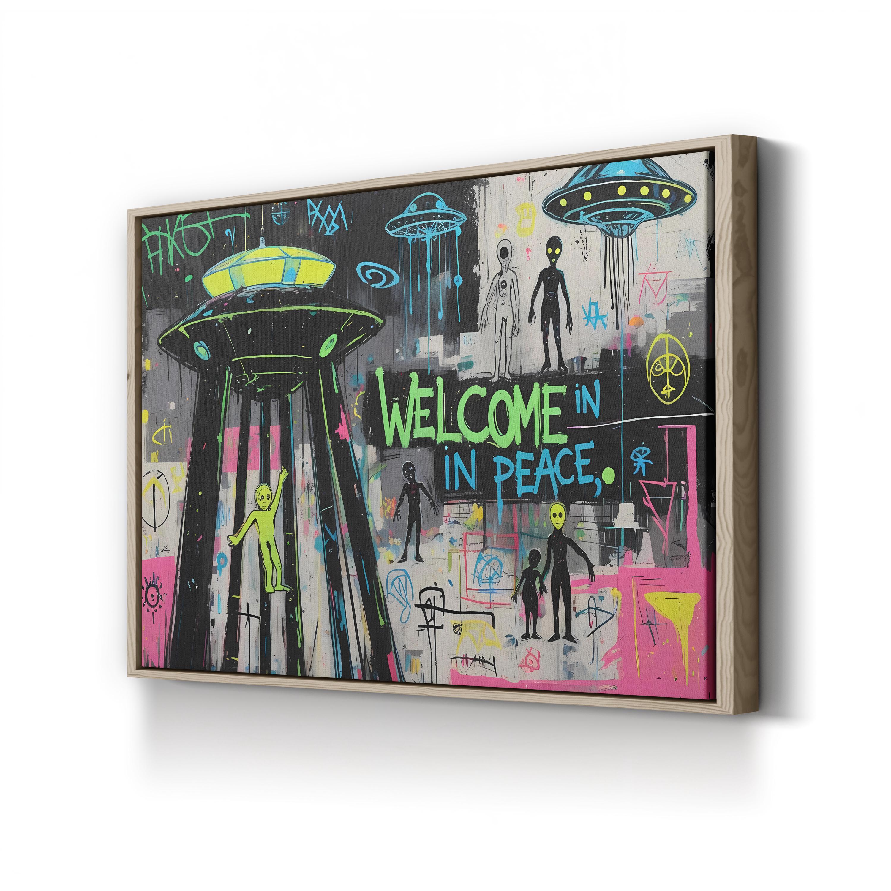 UFO Graffiti Canvas – Pop-Art Urban Sci-Fi Wall Art