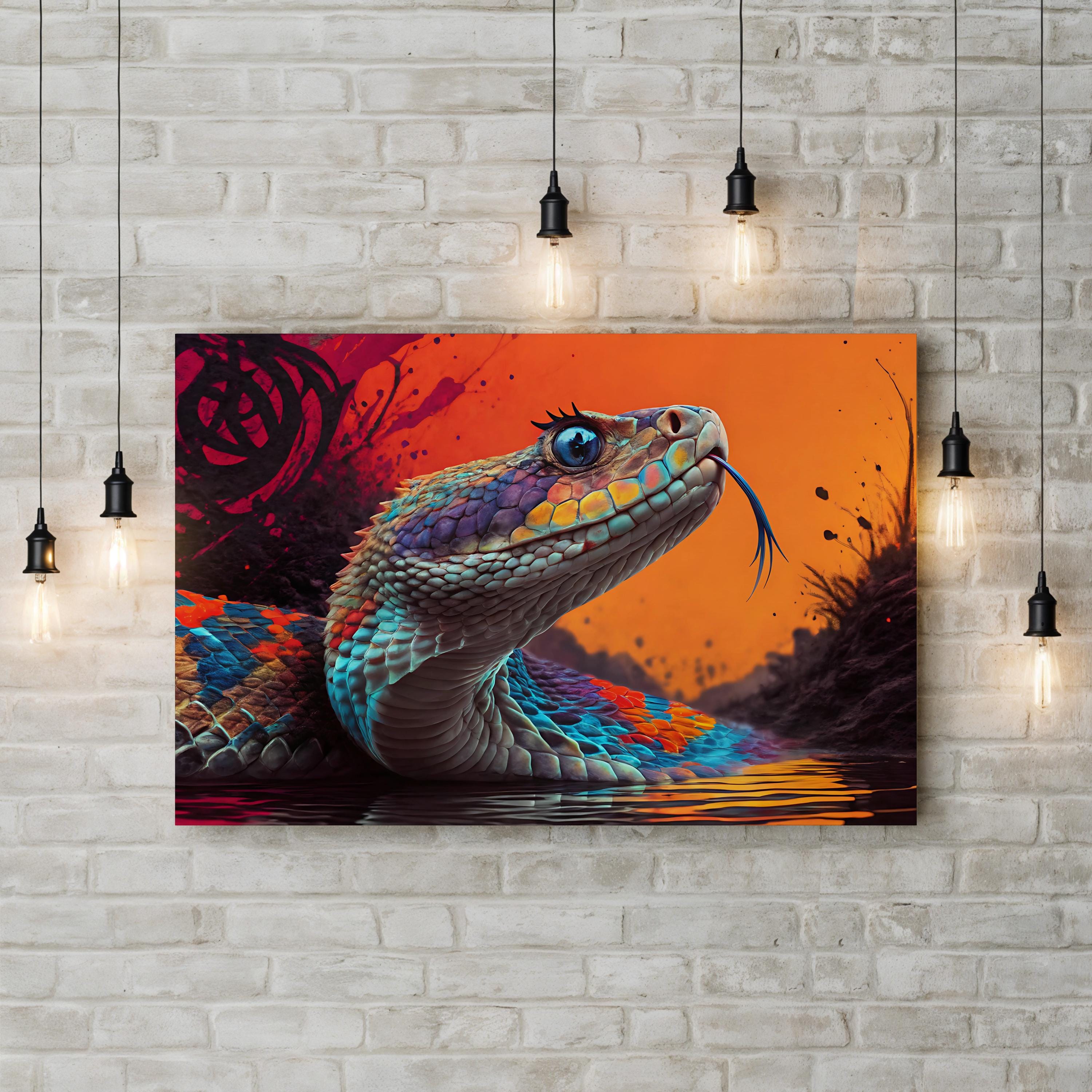Diamondback Rattlesnake Canvas – Vibrant Pop Wildlife Wall Art