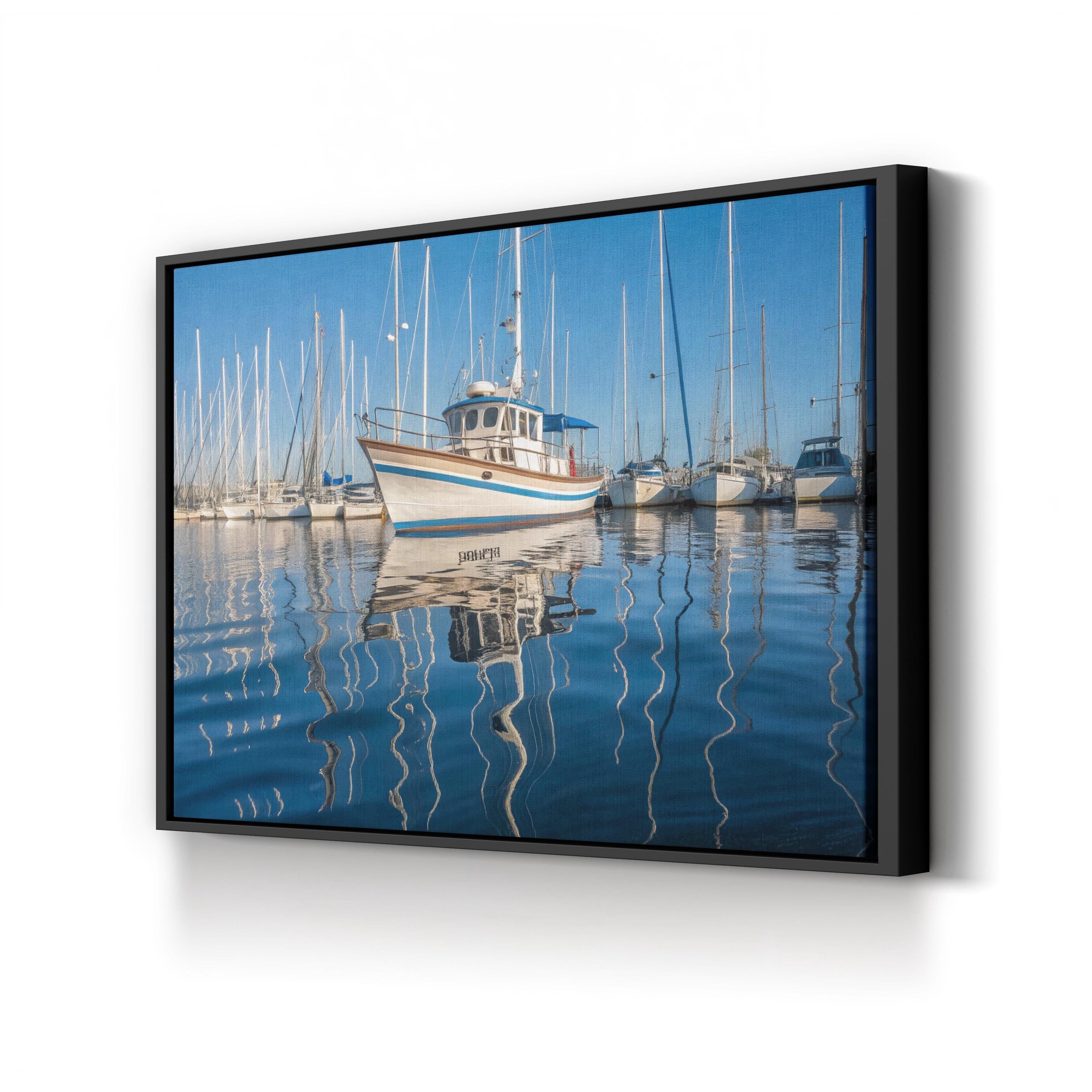 Abstract Ocean Canvas Print — Contemporary Coastal Harbor Wall Art
