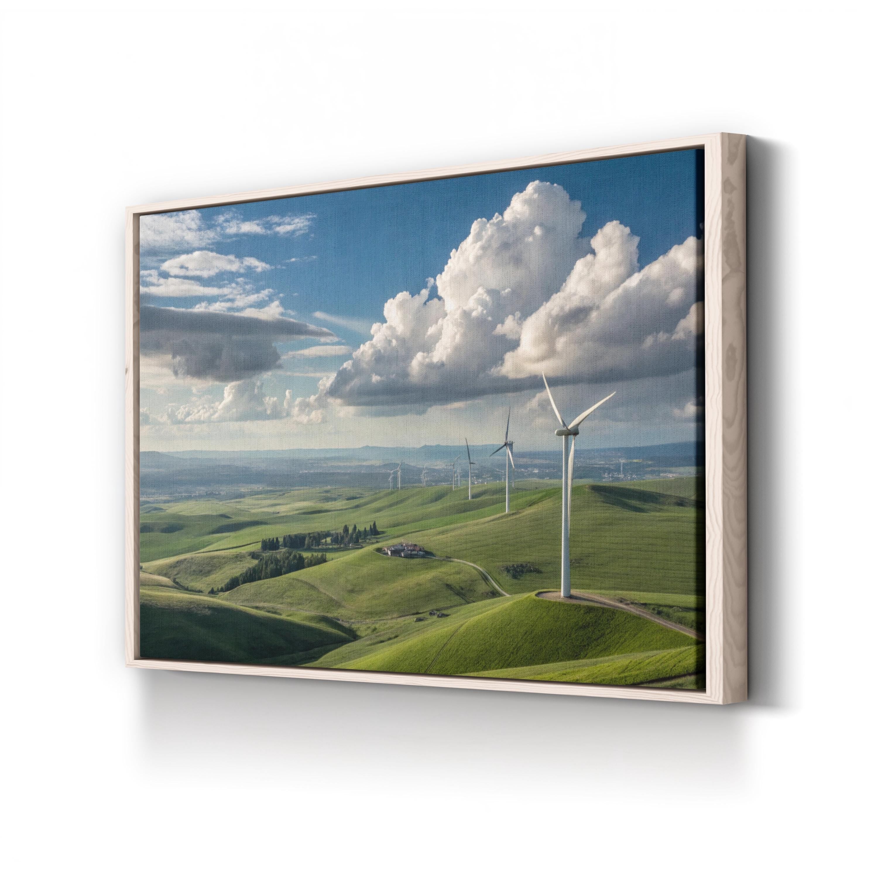 Wind Turbine Green Hills – Vintage Photography Wall Art | Livermore Landscape Canvas Print