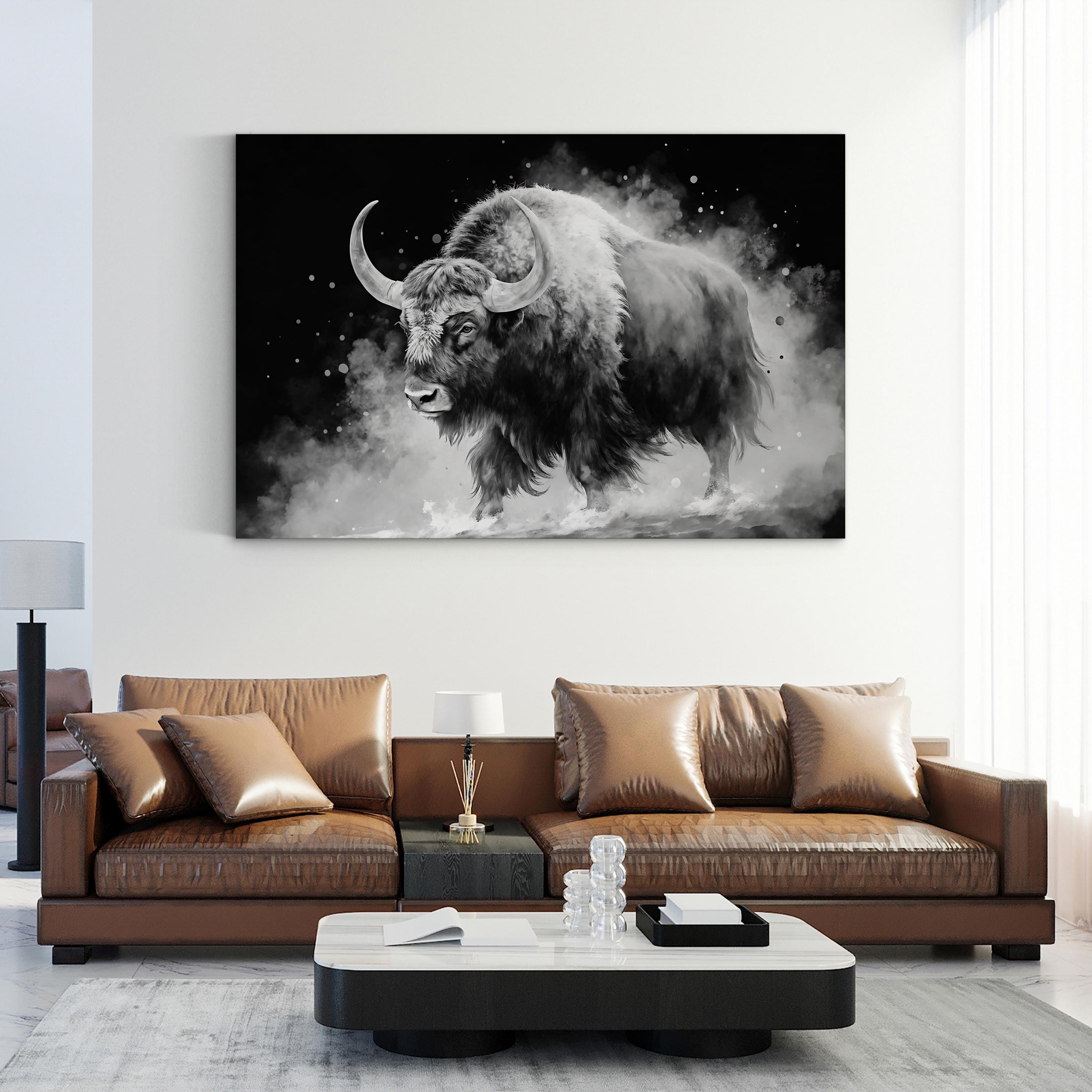 White Yak Watercolor Canvas – Rustic Farmhouse Wall Art