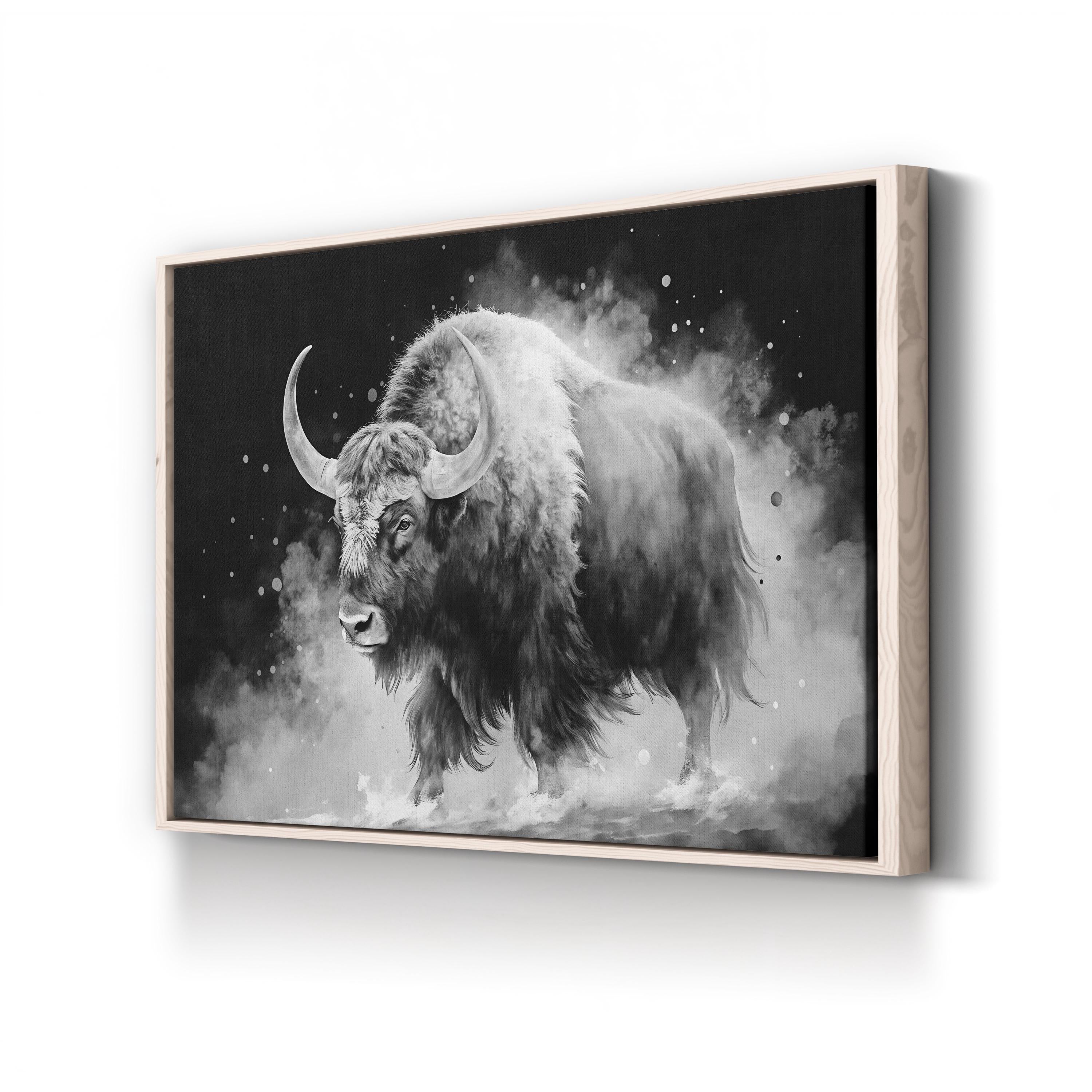 White Yak Watercolor Canvas – Rustic Farmhouse Wall Art