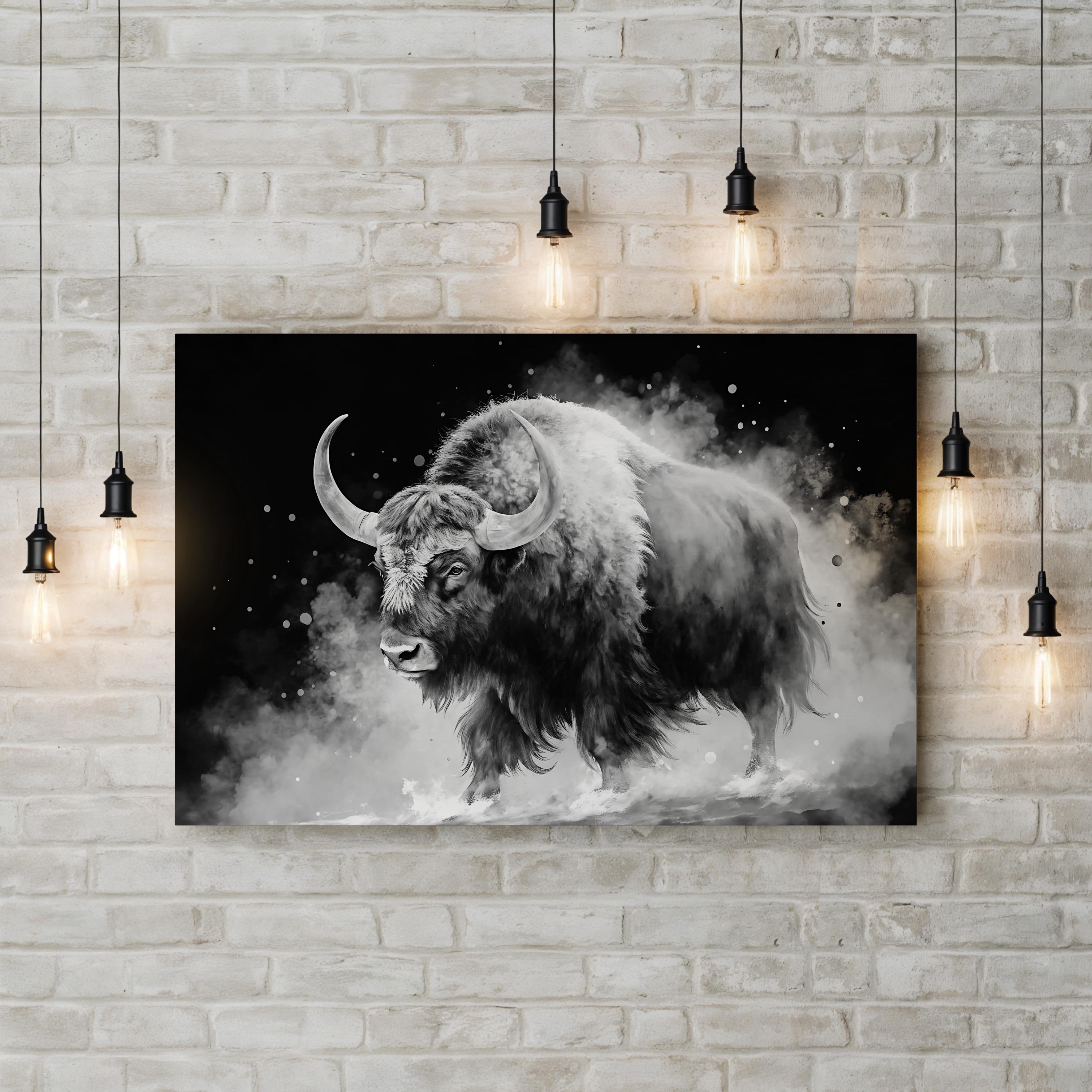 White Yak Watercolor Canvas – Rustic Farmhouse Wall Art