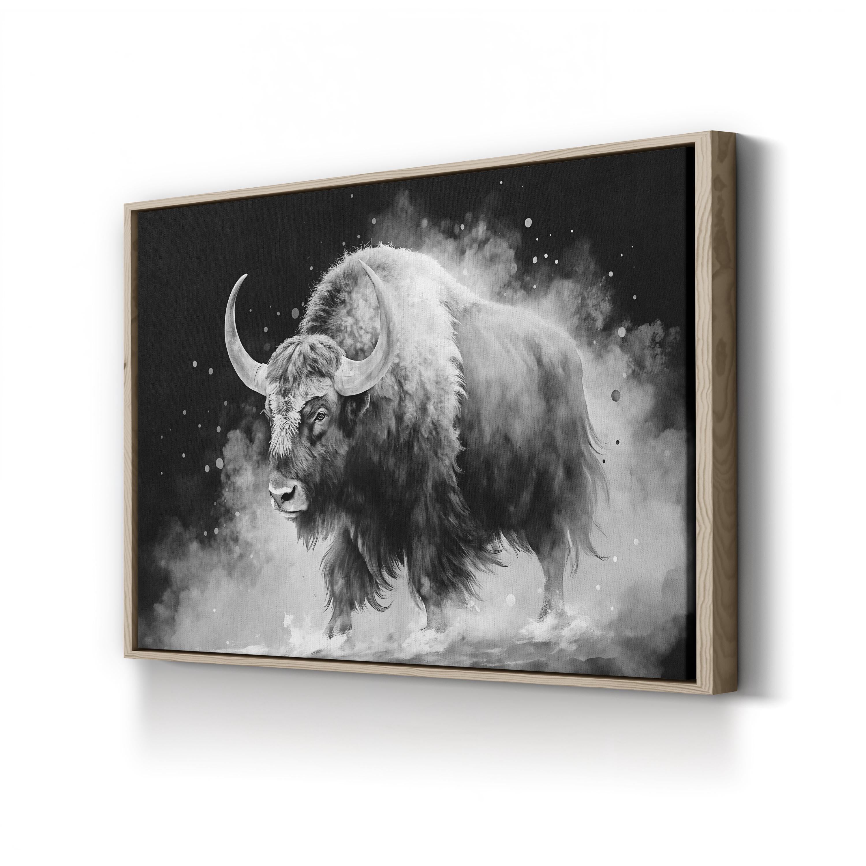 White Yak Watercolor Canvas – Rustic Farmhouse Wall Art