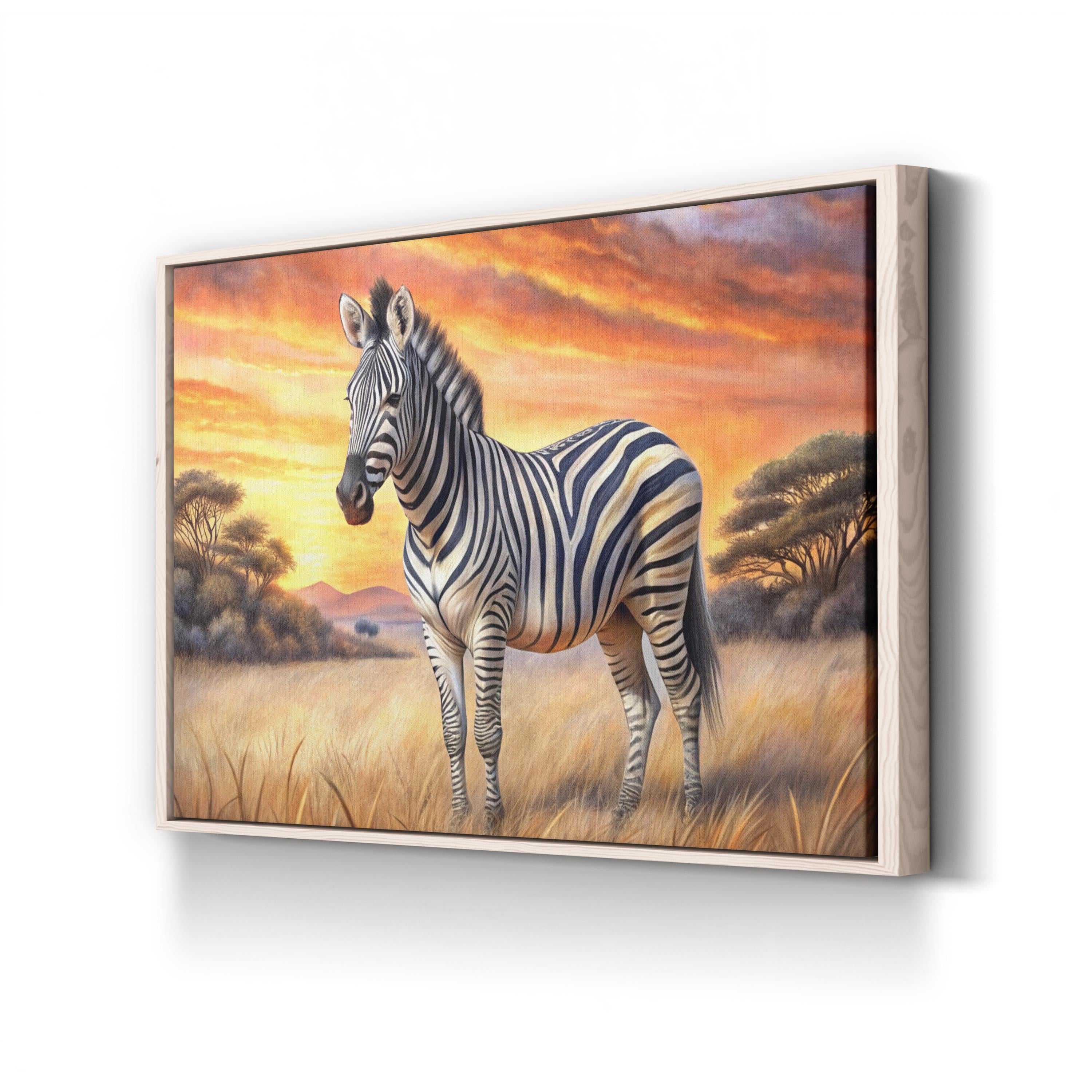 Zebra Sunset Canvas – Golden Hour Wildlife Wall Art