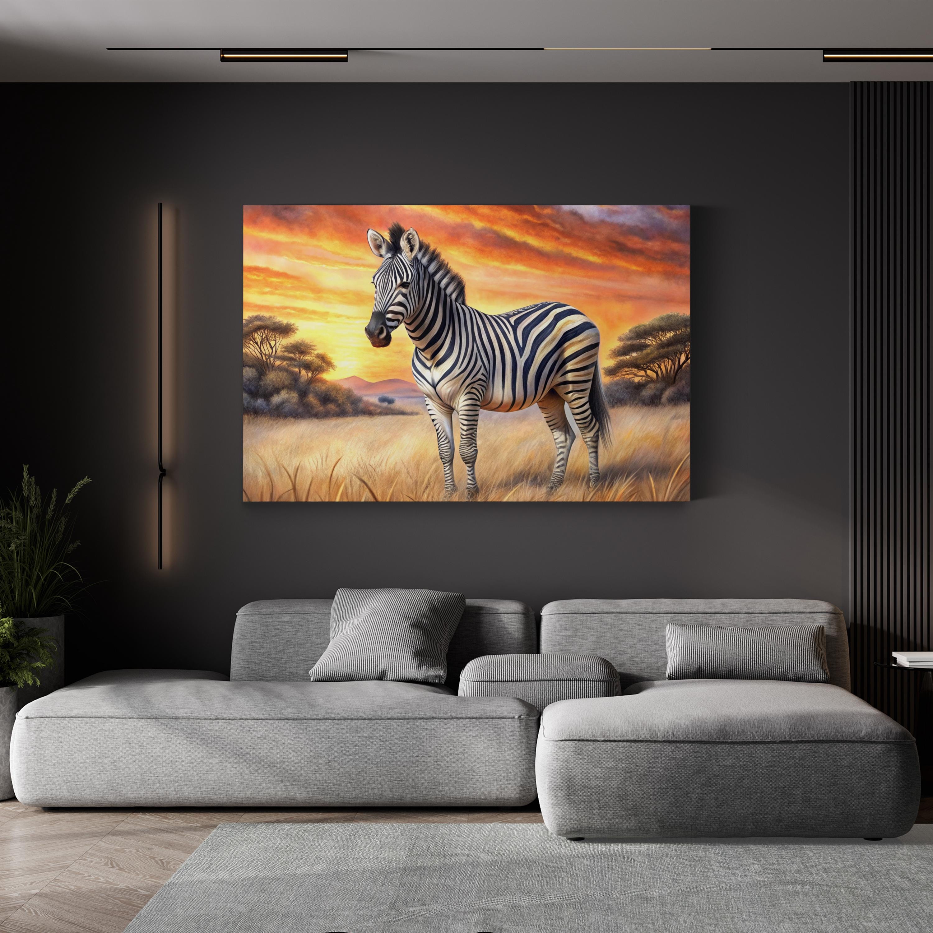 Zebra Sunset Canvas – Golden Hour Wildlife Wall Art