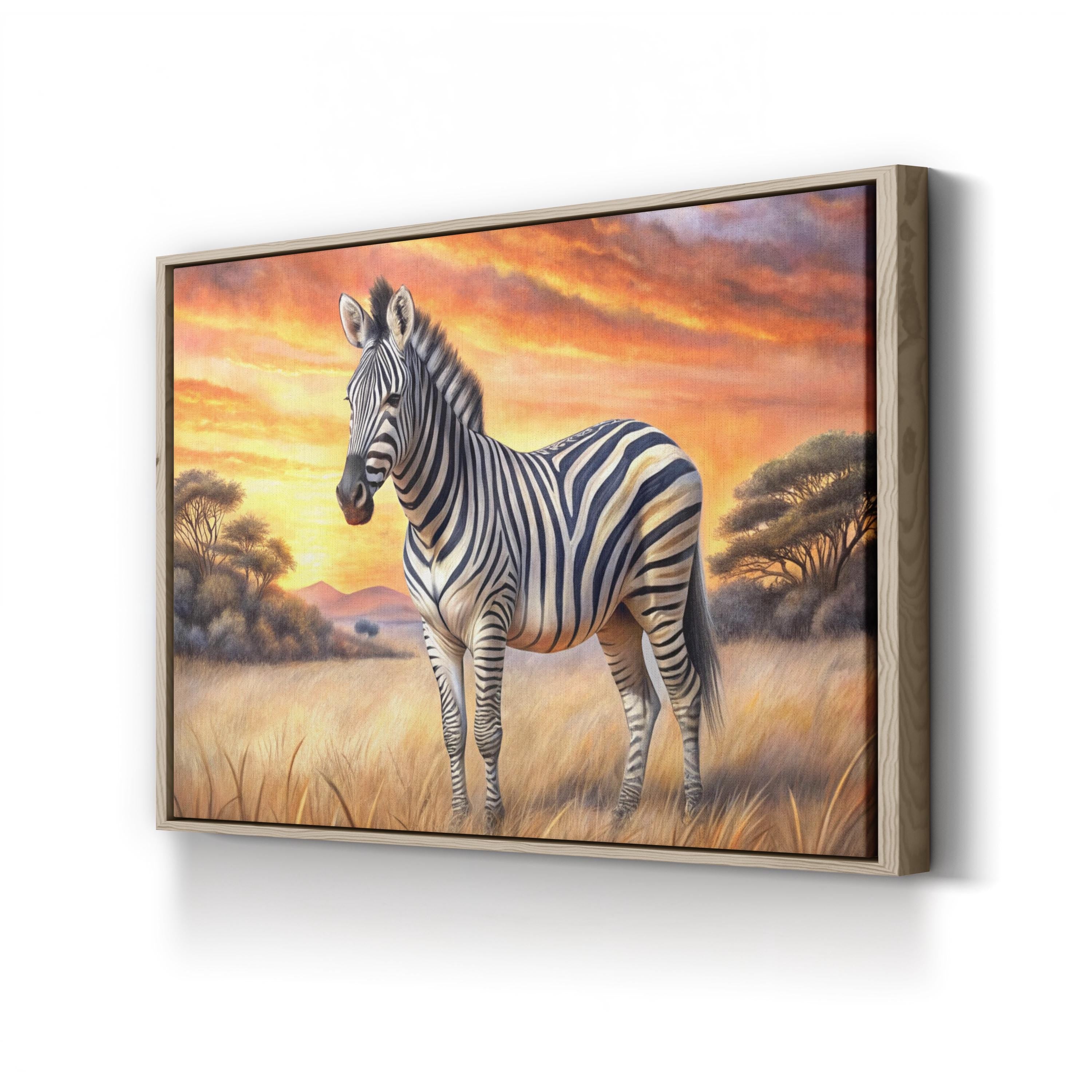 Zebra Sunset Canvas – Golden Hour Wildlife Wall Art