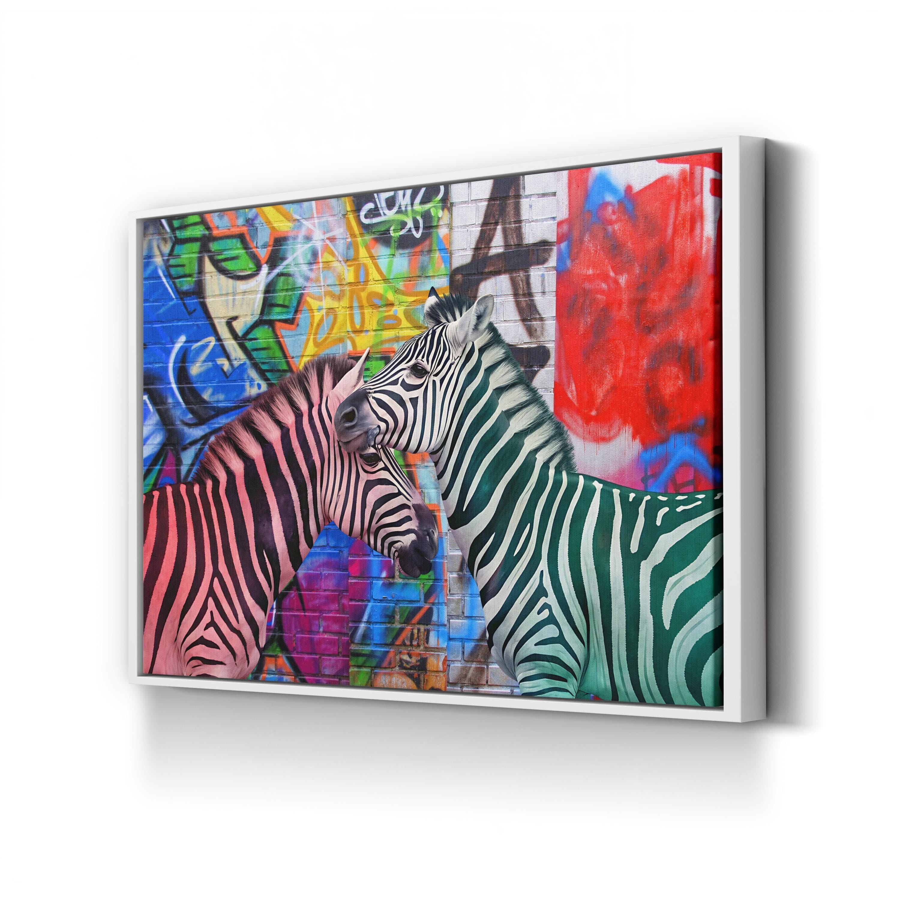 Graffiti Zebra – Period Illustration Wall Art | Modern Urban Wildlife Canvas Print