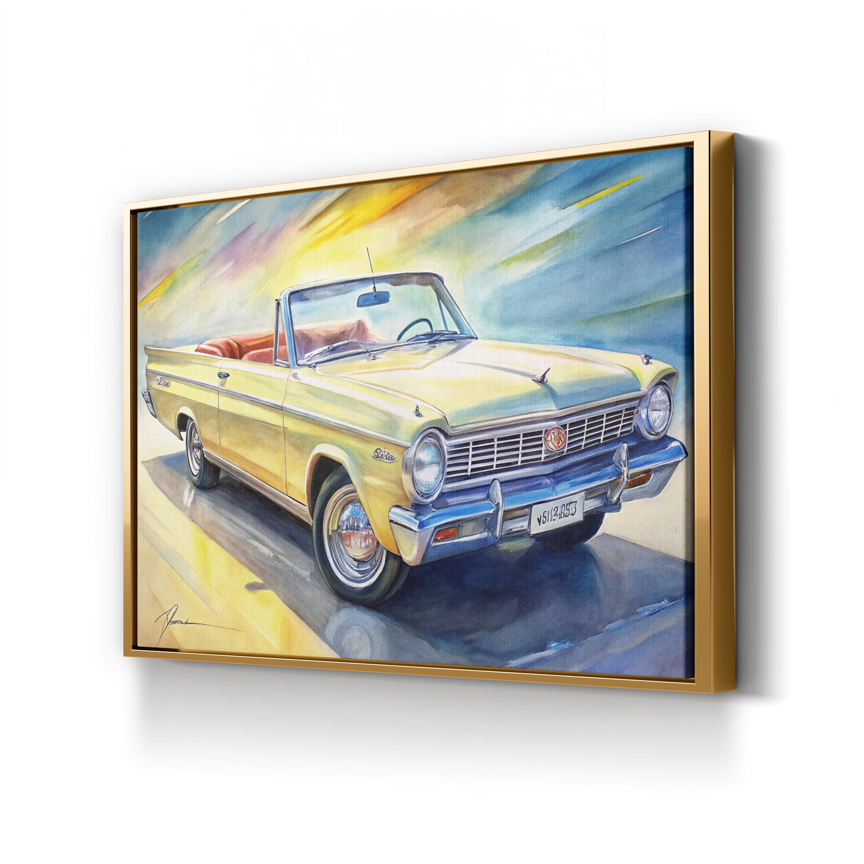 Vintage Convertible Mid-Century – Period Illustration Wall Art | Automotive Canvas Print