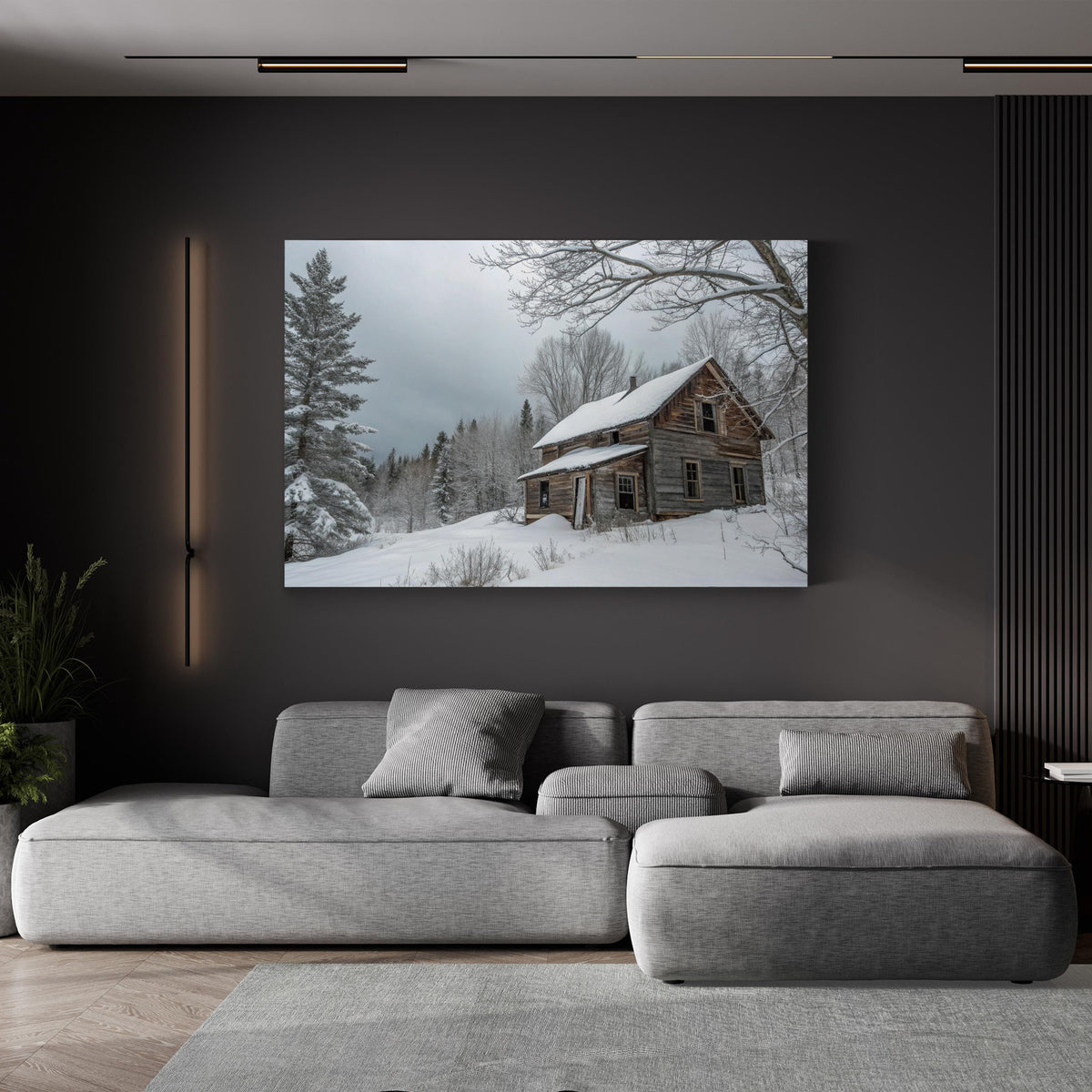 Snowbound Cabin in the Woods canvas print in Gallery Canvas