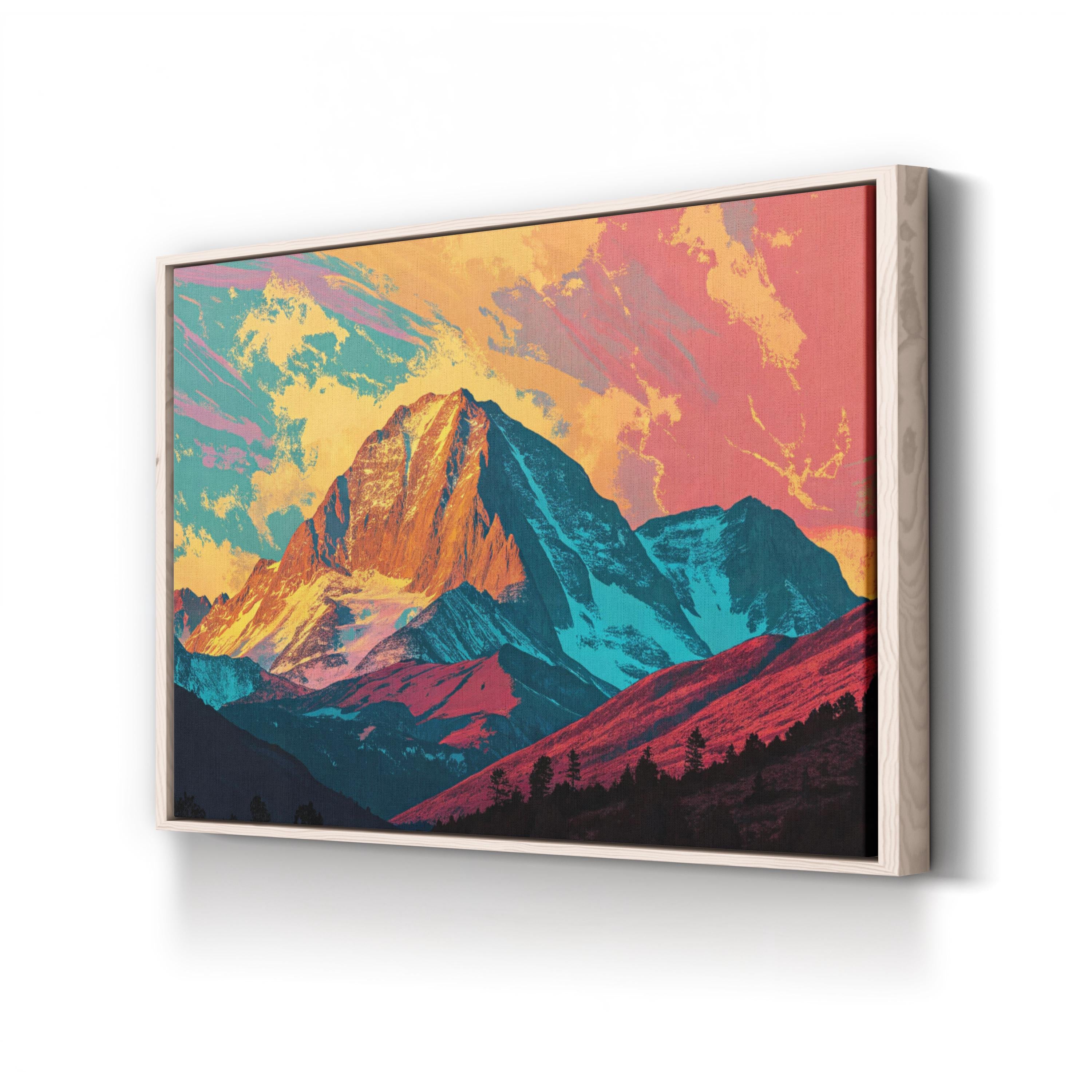 Abstract Longs Peak Colorado – Period Illustration Wall Art | Colorful Mountain Canvas Print