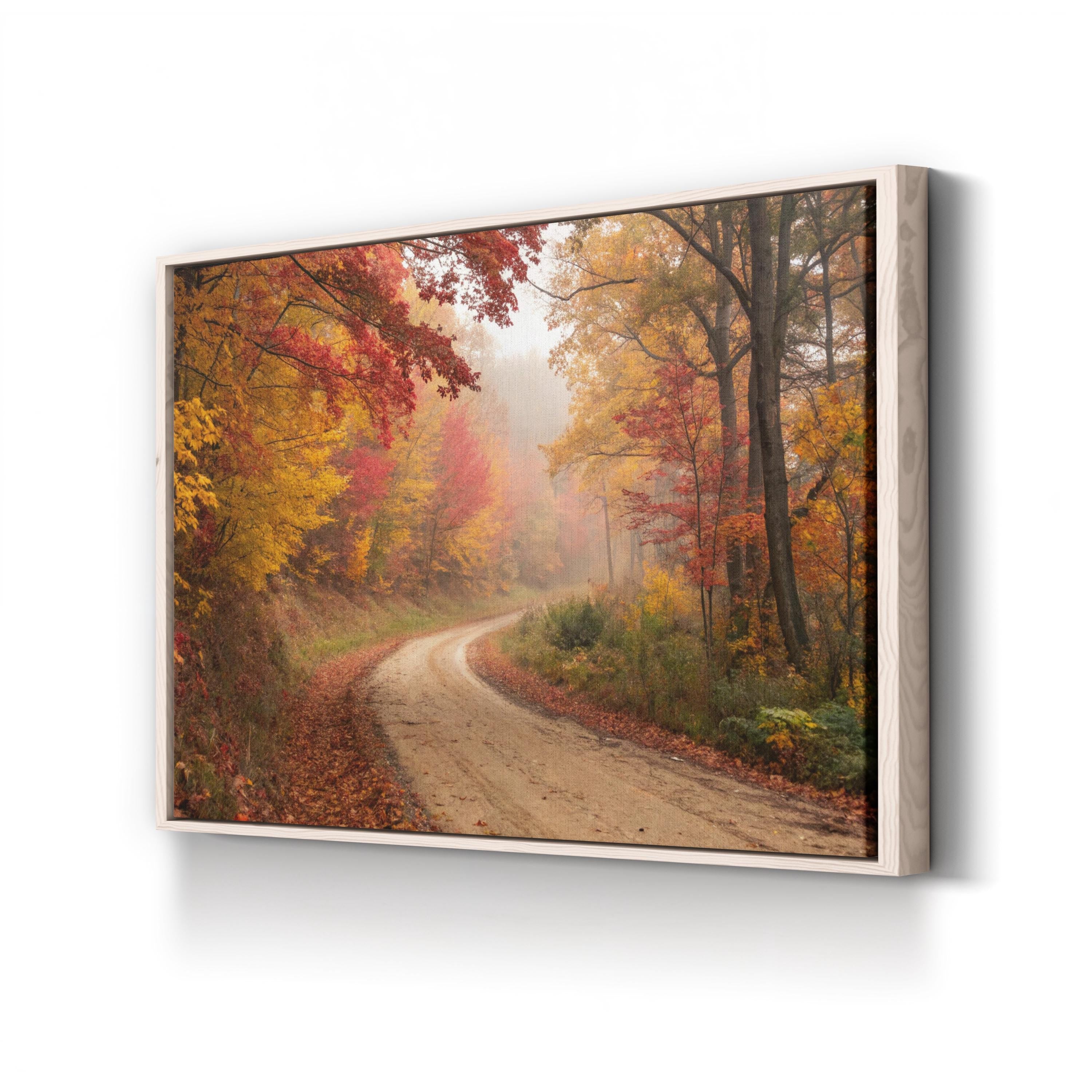 Autumn Forest Winding Path – Period Illustration Wall Art | Golden Fall Canvas Print