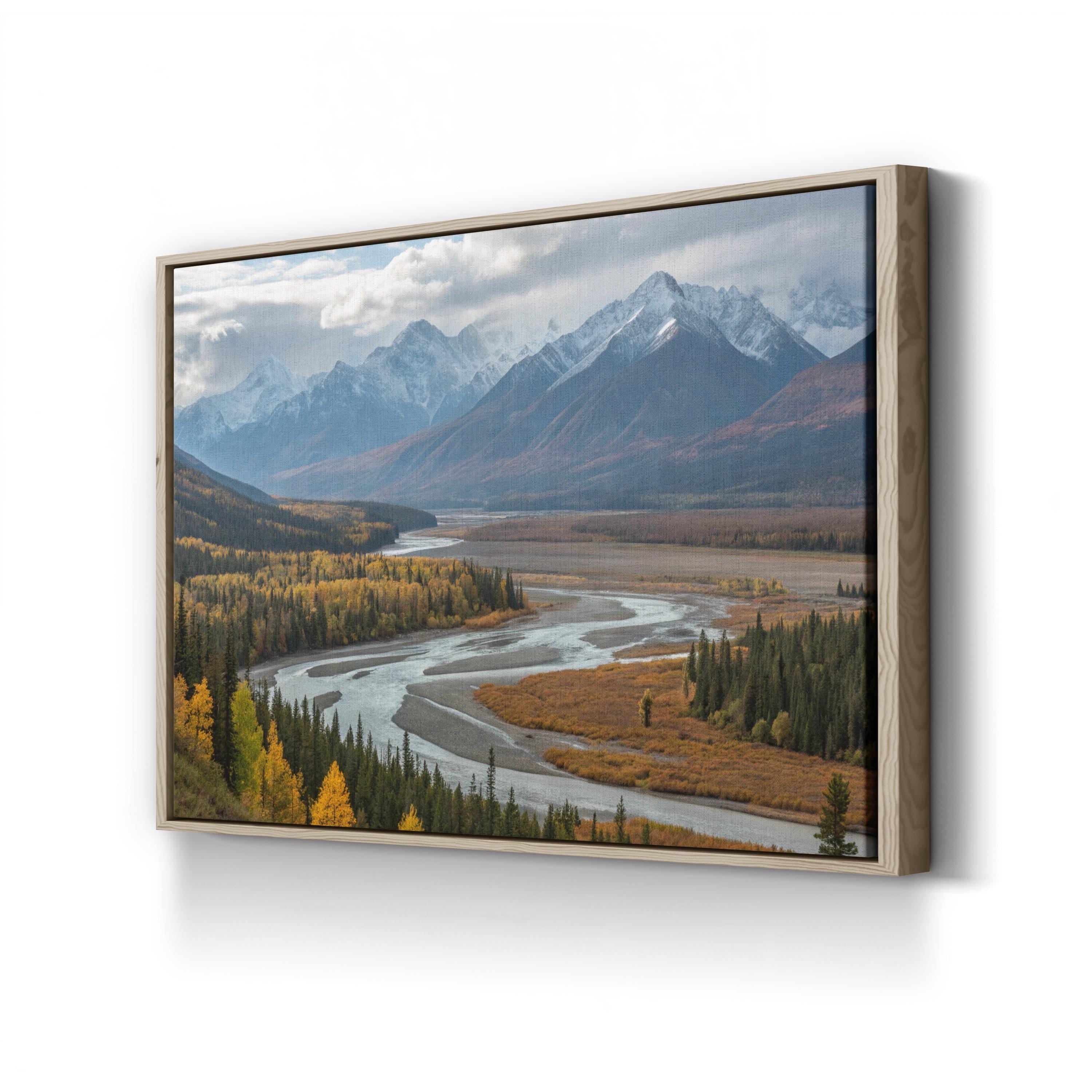 Autumn Forest Path with Distant Peaks – Vintage Photography Wall Art | Fall Landscape Canvas Print