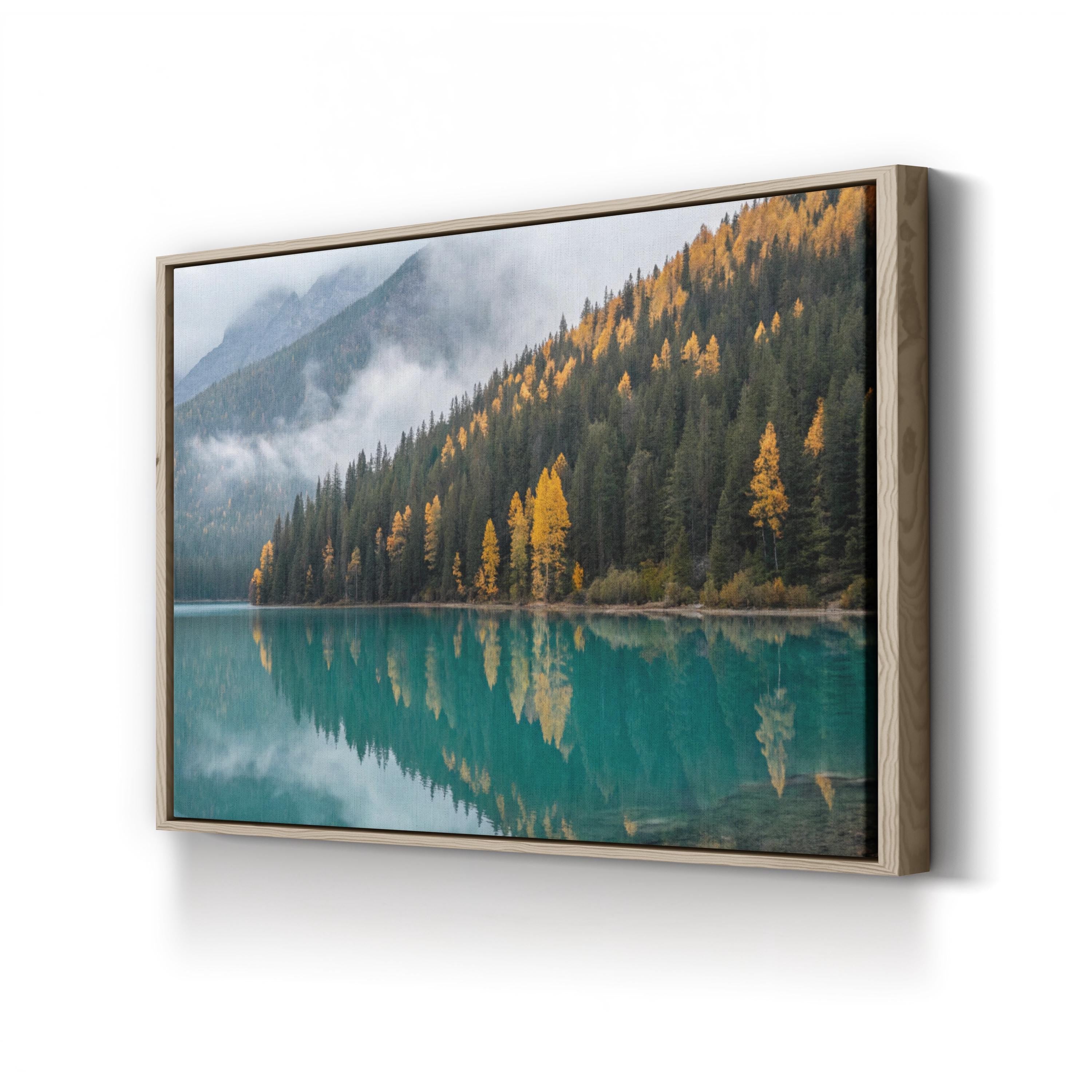 Autumn Lake Forest Reflection – Vintage Photography Wall Art | Serene Landscape Canvas Print