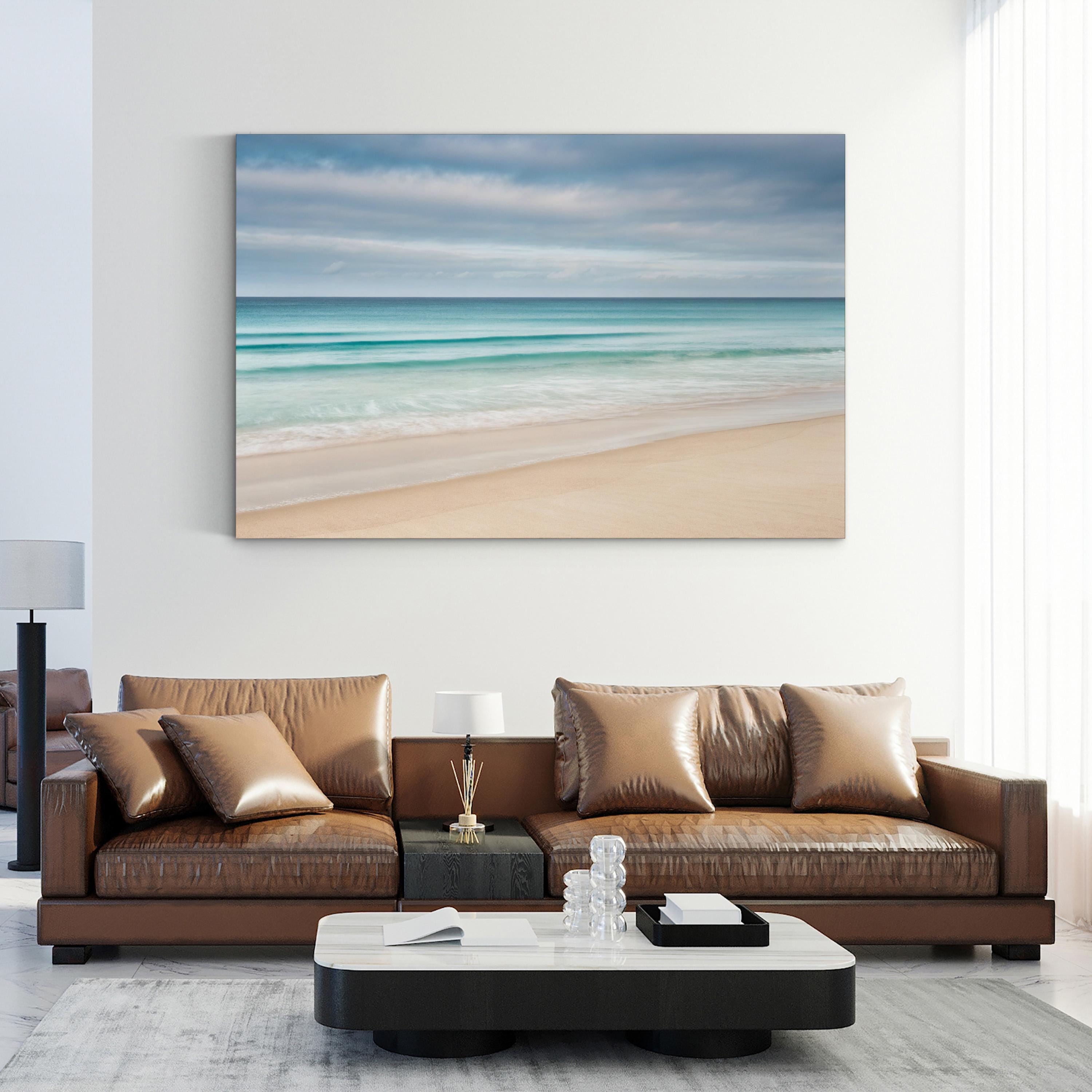 Abstract Coastal Ocean Horizon – Period Illustration Wall Art | Framed Beach Canvas Print