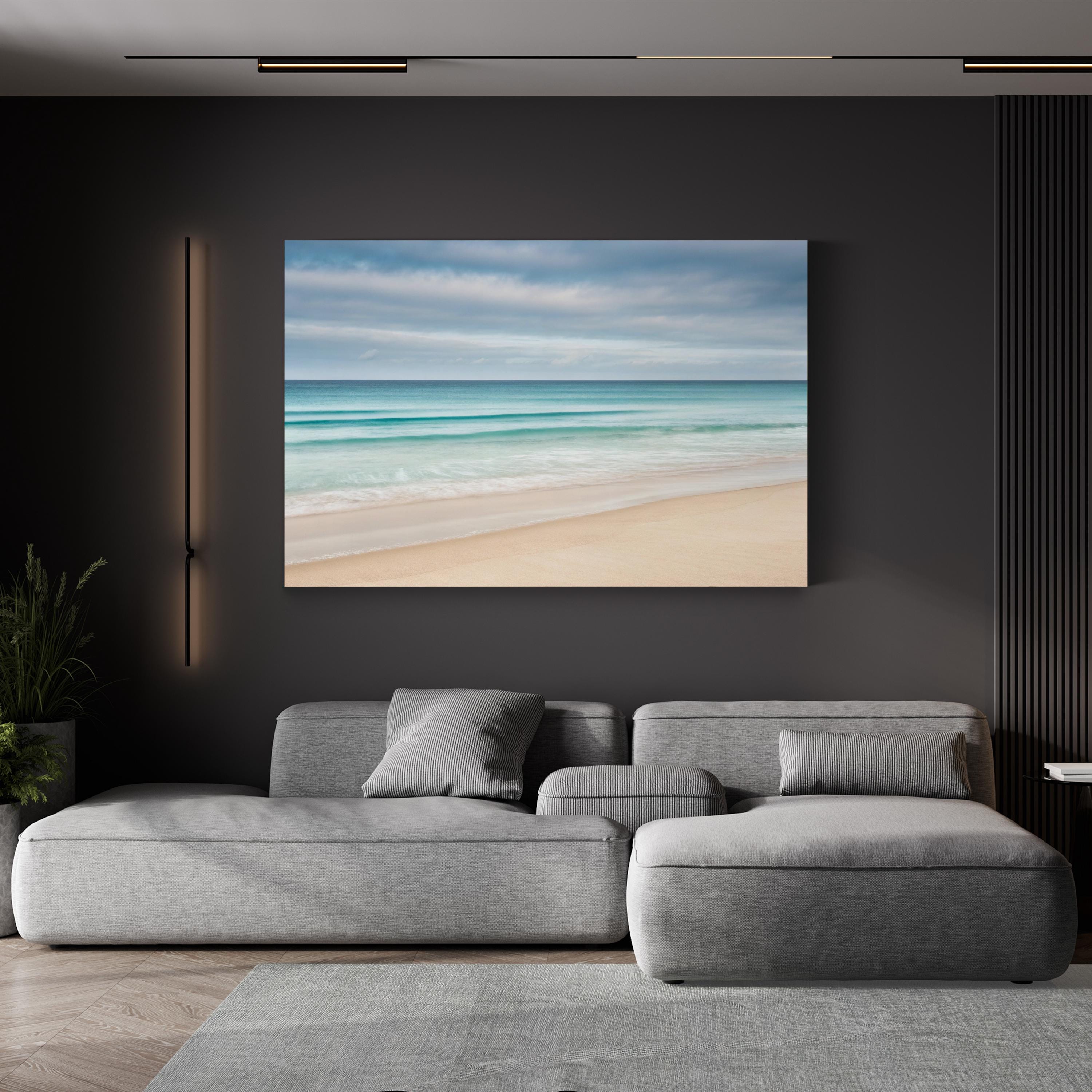 Abstract Coastal Ocean Horizon – Period Illustration Wall Art | Framed Beach Canvas Print