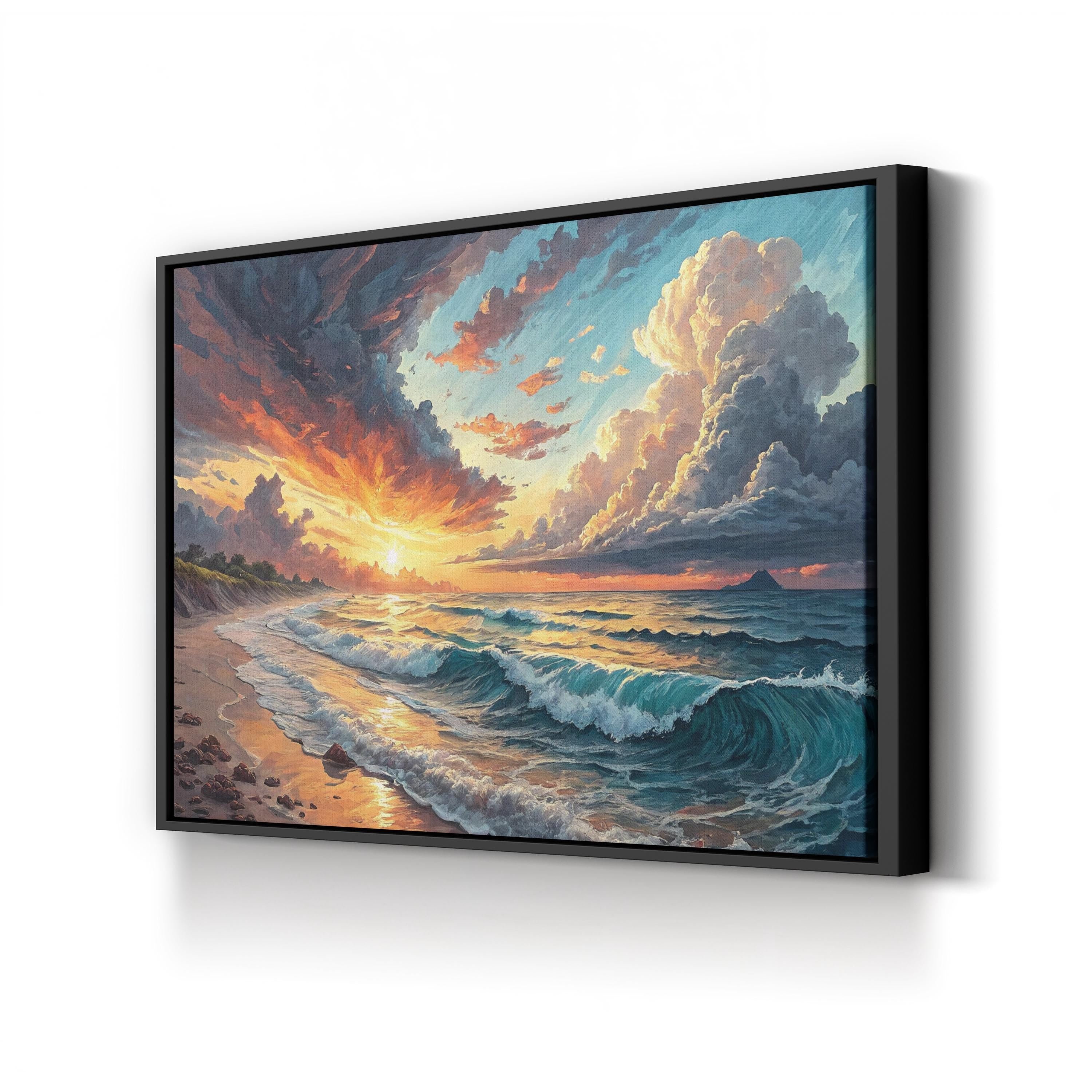 Coastal Ocean Waves Horizon View: Contemporary Seascape Photography