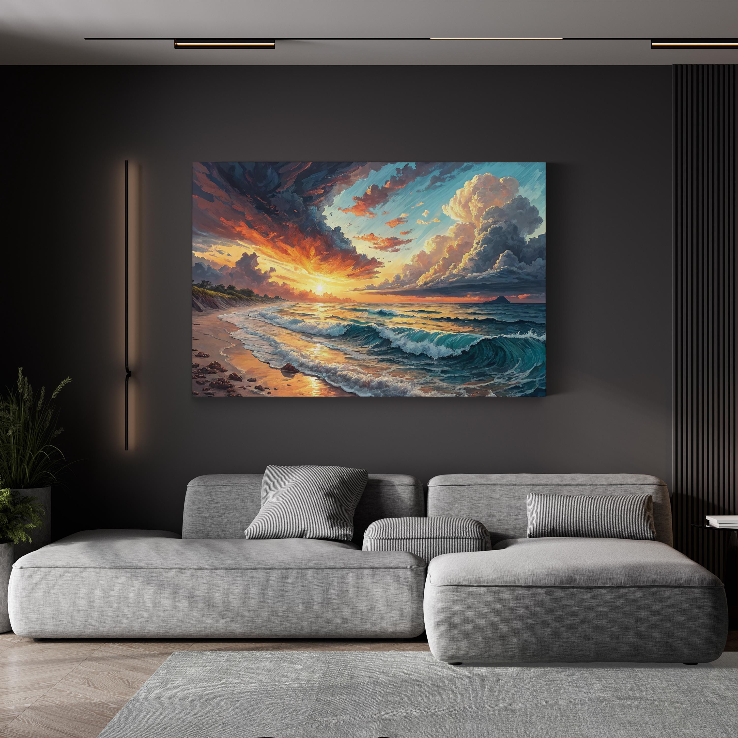 Coastal Ocean Waves Horizon View: Contemporary Seascape Photography