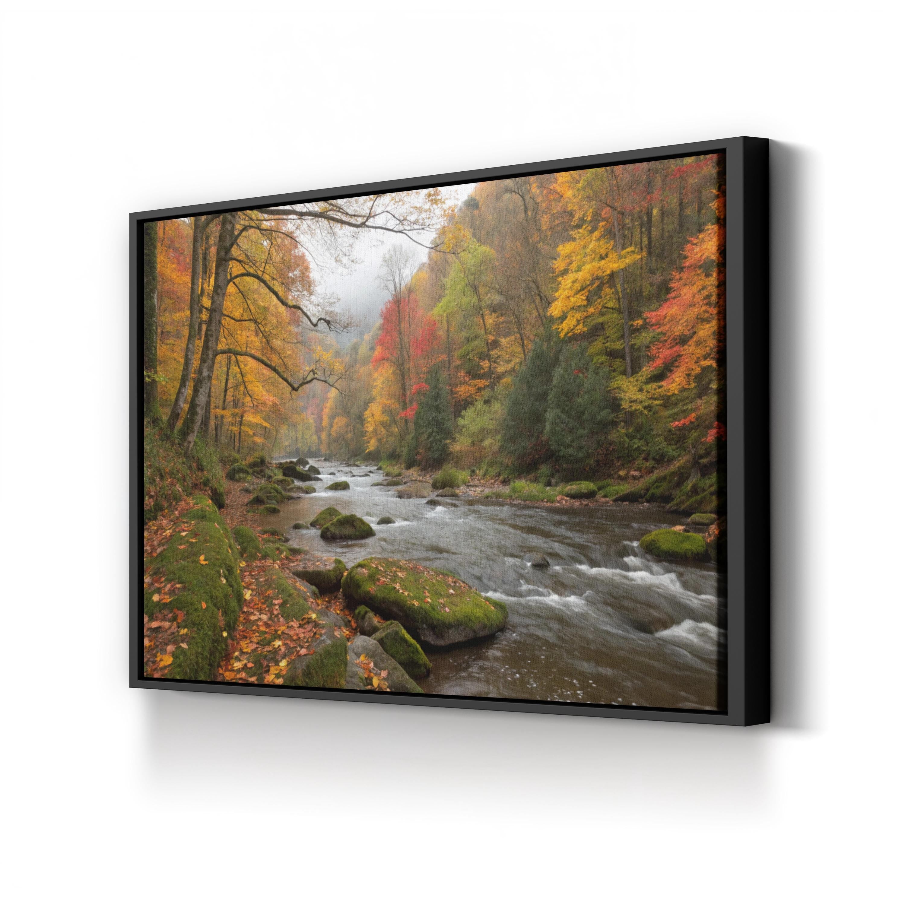 Black River Catskills Autumn – Vintage Photography Wall Art | Scenic Nature Canvas Print