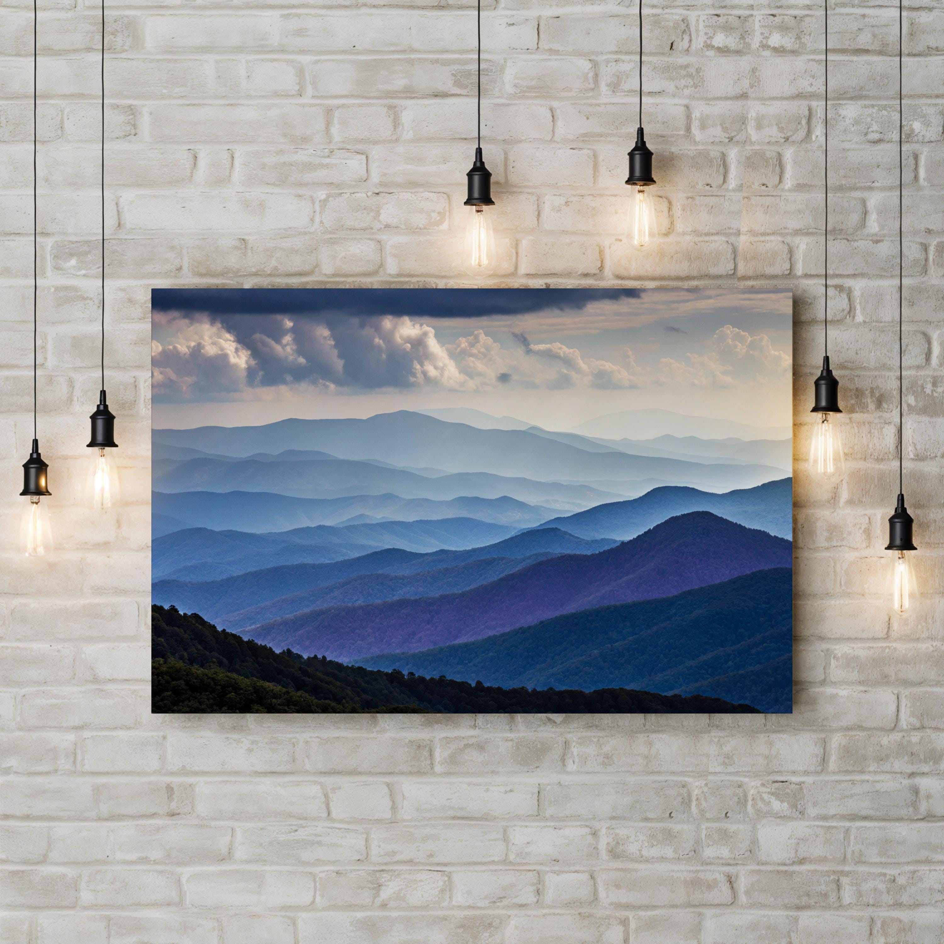 Blue Hills Layered Landscape – Vintage Photography Wall Art | Peaceful Nature Canvas Print