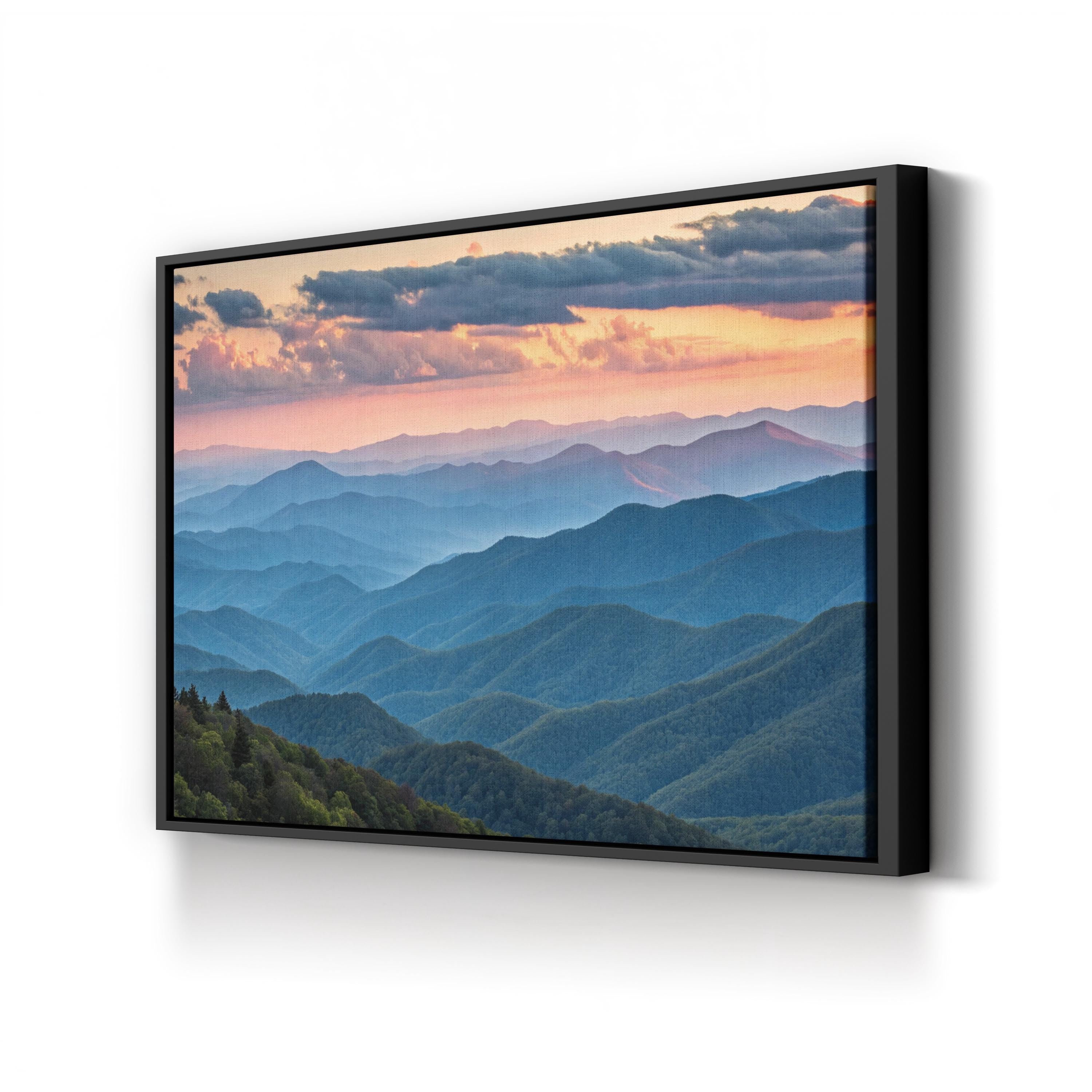 Blue Ridge Mountains Sunset – Vintage Photography Wall Art | Scenic Nature Canvas Print