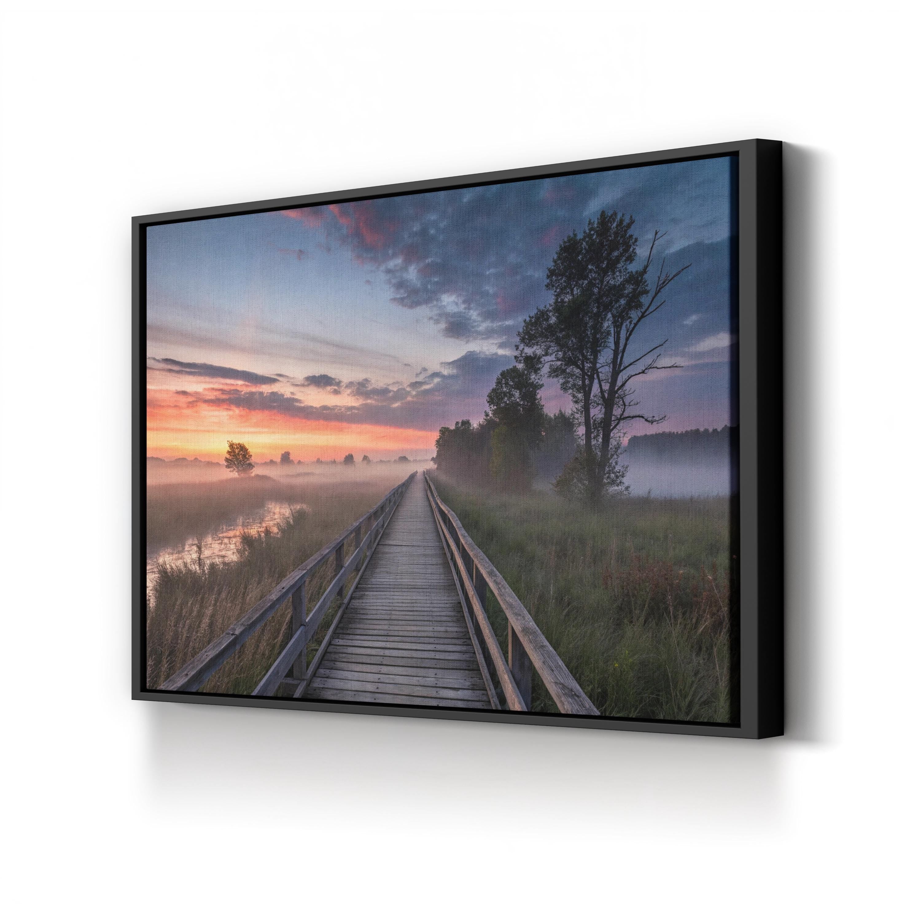 Boardwalk Beach Sunset – Vintage Photography Wall Art | Coastal Landscape Canvas Print