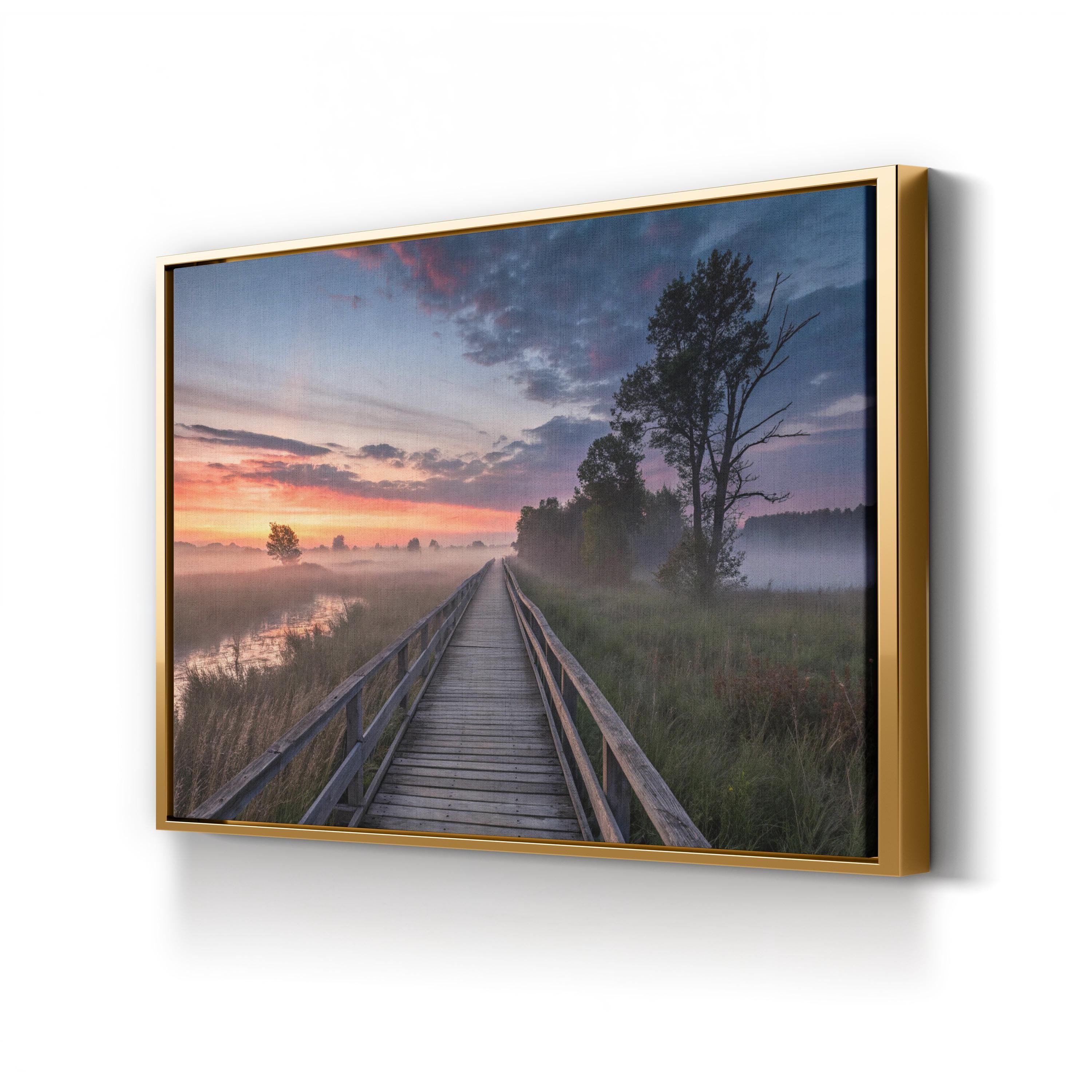 Boardwalk Beach Sunset – Vintage Photography Wall Art | Coastal Landscape Canvas Print