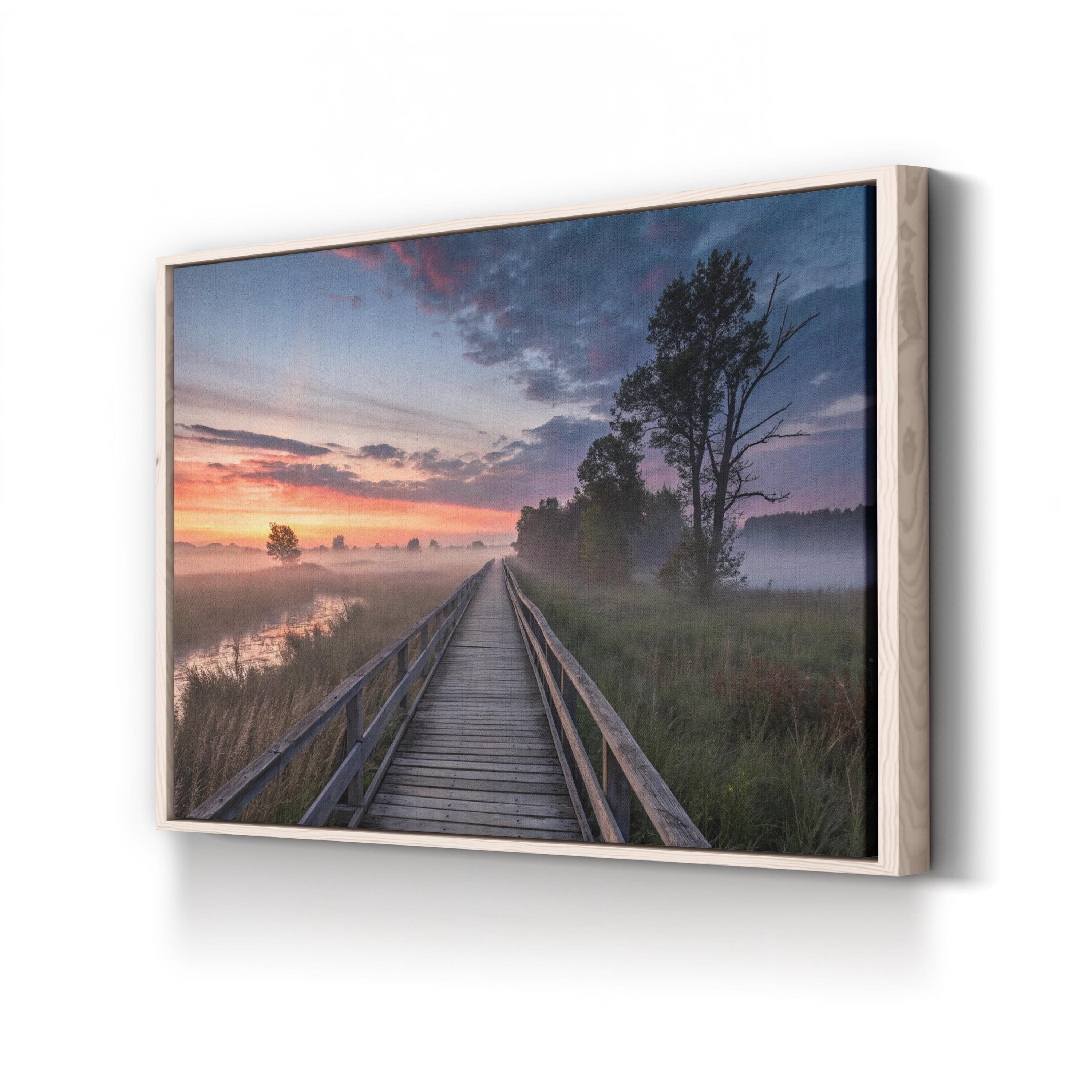 Boardwalk Beach Sunset – Vintage Photography Wall Art | Coastal Landscape Canvas Print