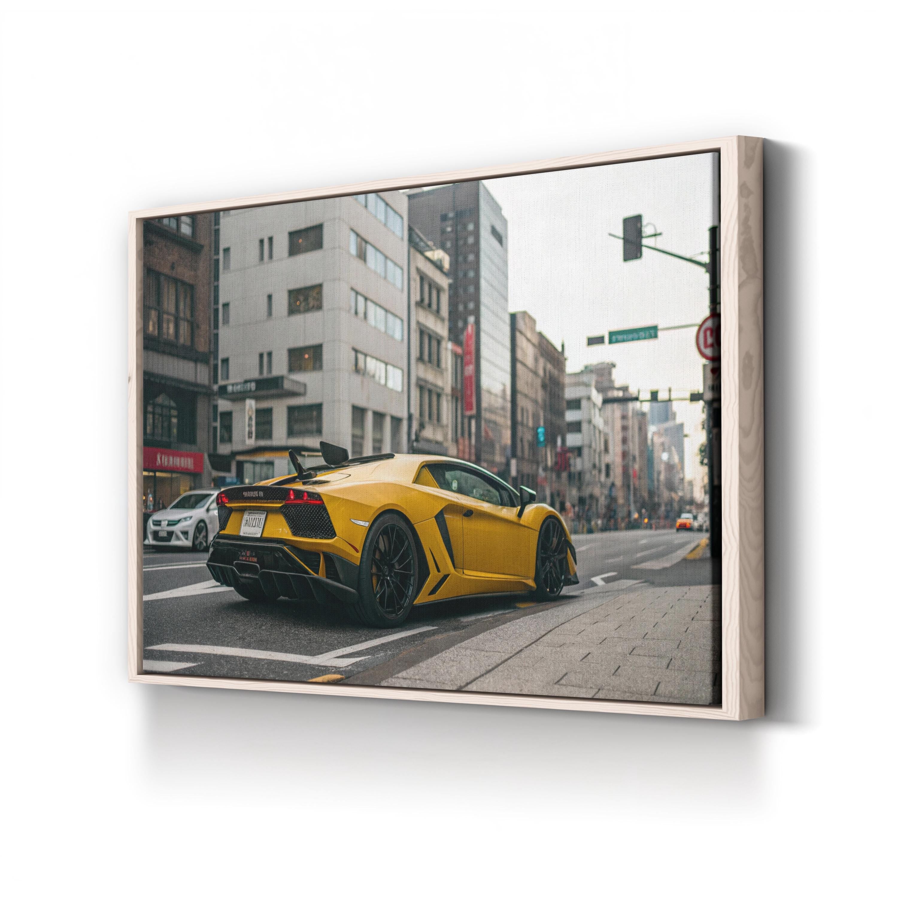 Epic Boss Fight Supercar – Period Illustration Wall Art | Urban Action Canvas Print